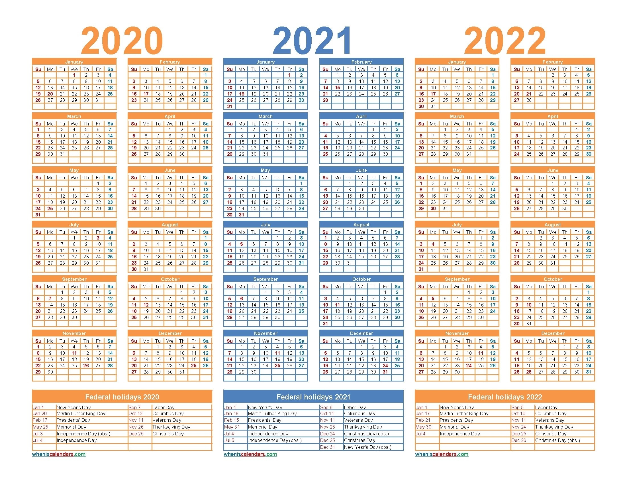 3 Year Calendar 2021 To 2023 In 2020 | Calendar Printables Calendar Template 3 Year