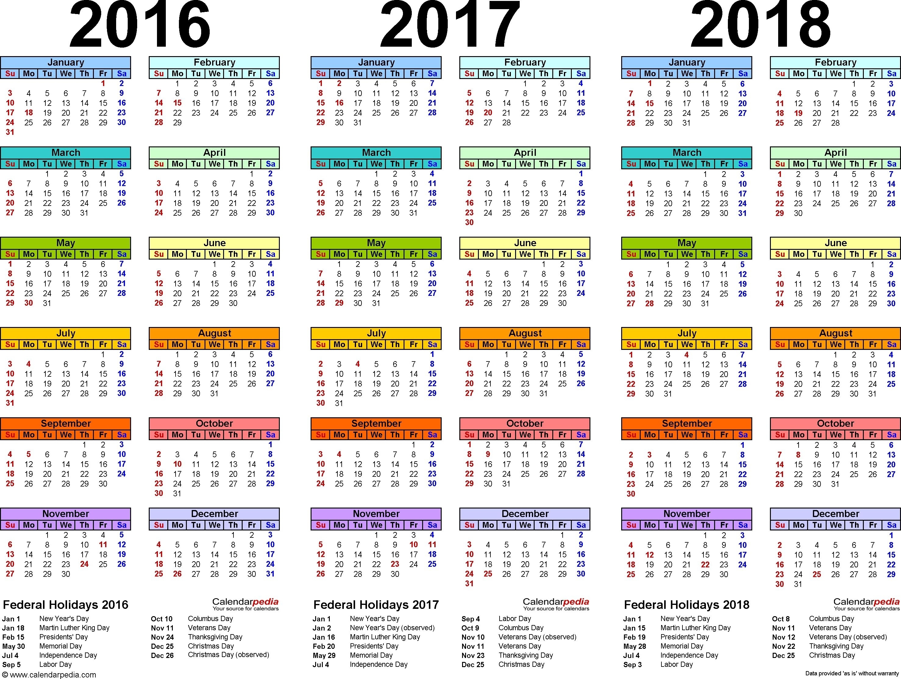 3 Year Calendar With Holidays In 2020 | Calendar Printables Calendar Template 3 Year