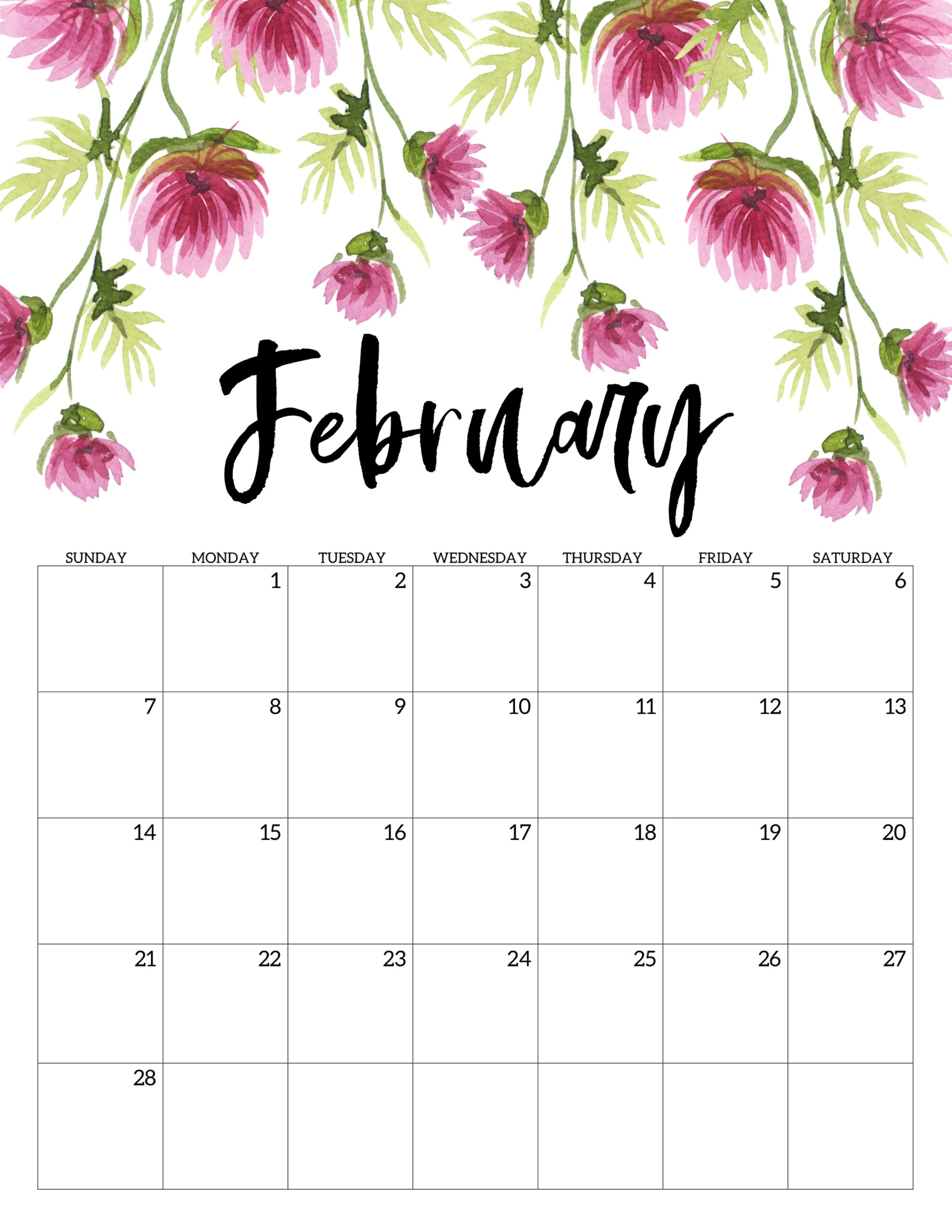 30 Free February 2021 Calendars For Home Or Office - Onedesblog 2021 Calendar Cute