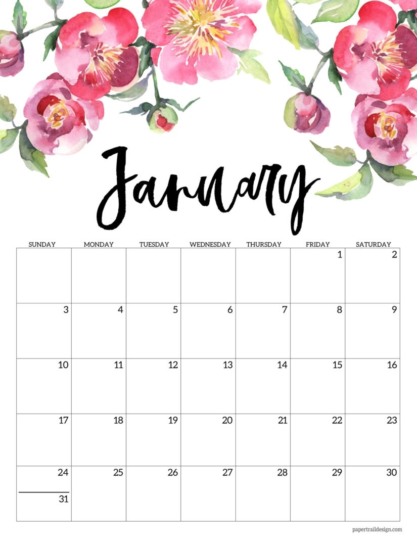 30 Minimalist January 2020 Calendars To Print 2021 Calendar Cute