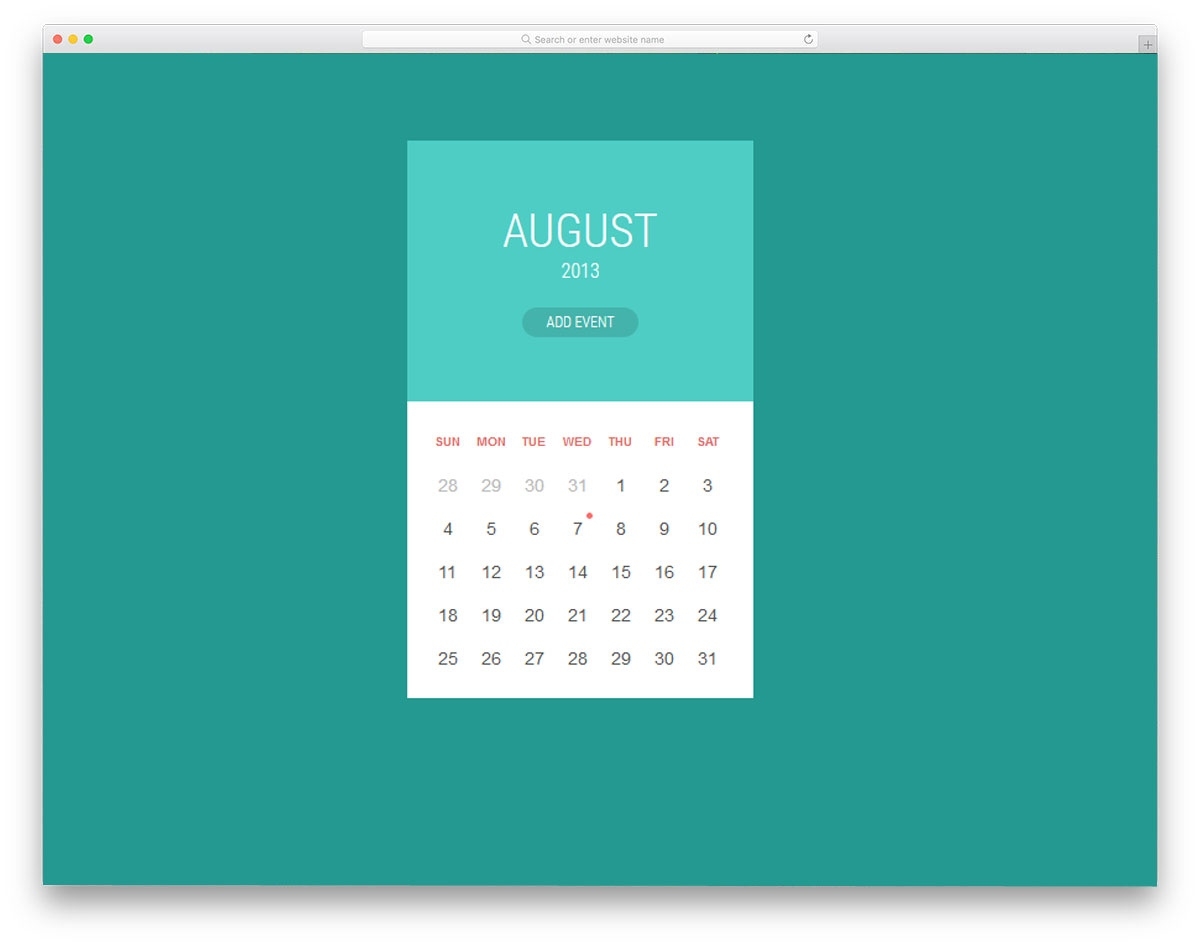 37 Html Calendar Designs To Easily Organize Goals And Events Event Calendar Template Html