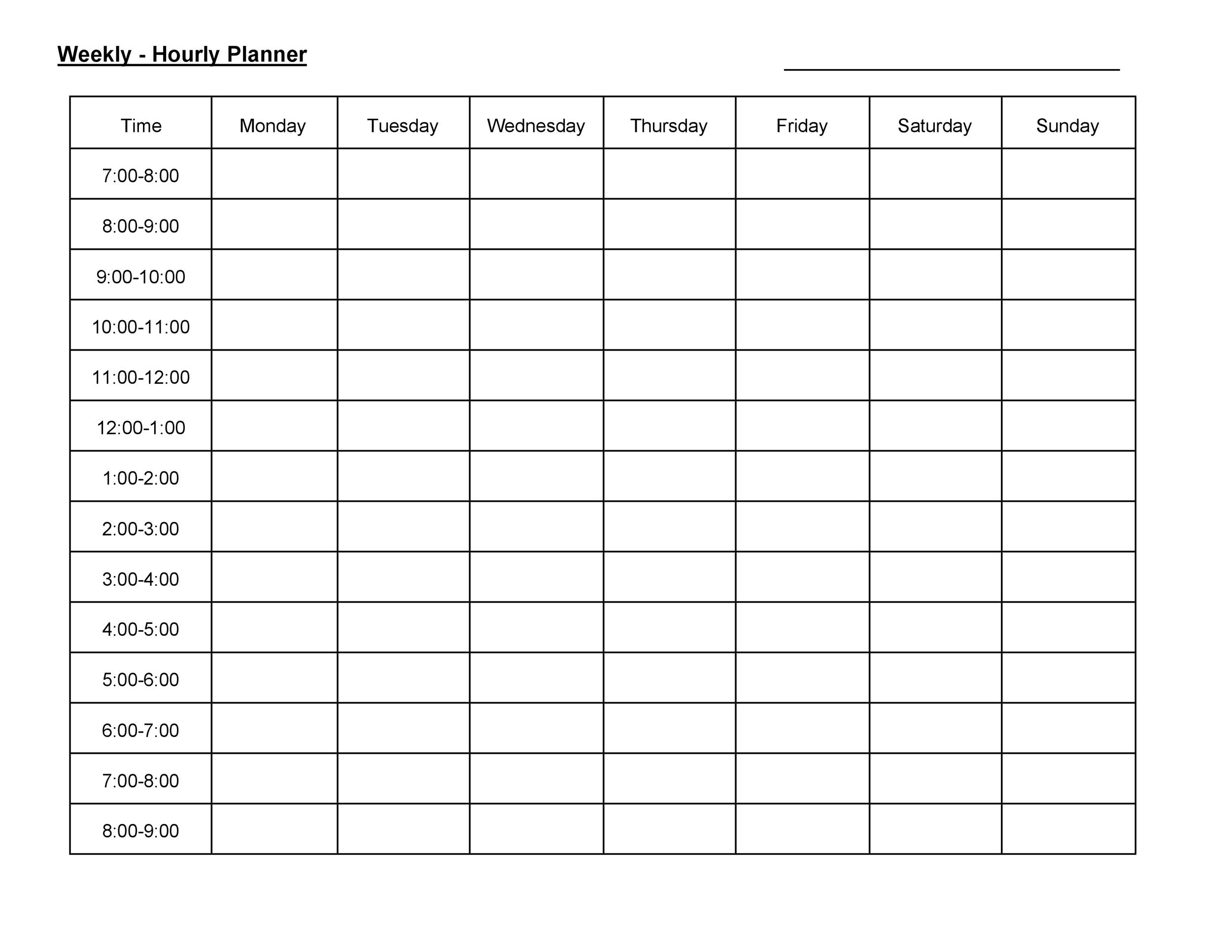 43 Effective Hourly Schedule Templates (Excel &amp; Ms Word) ᐅ Calendar Template By Hour