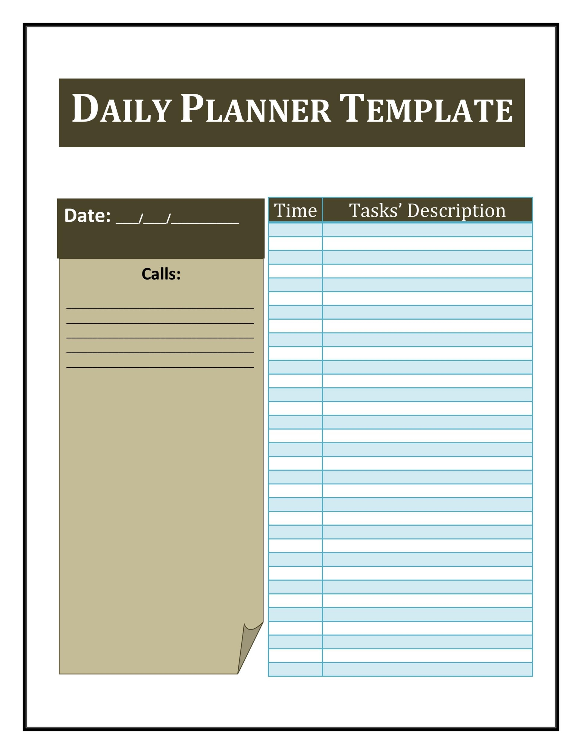47 Printable Daily Planner Templates (Free In Word/Excel/Pdf) Sample Of Calendar Template