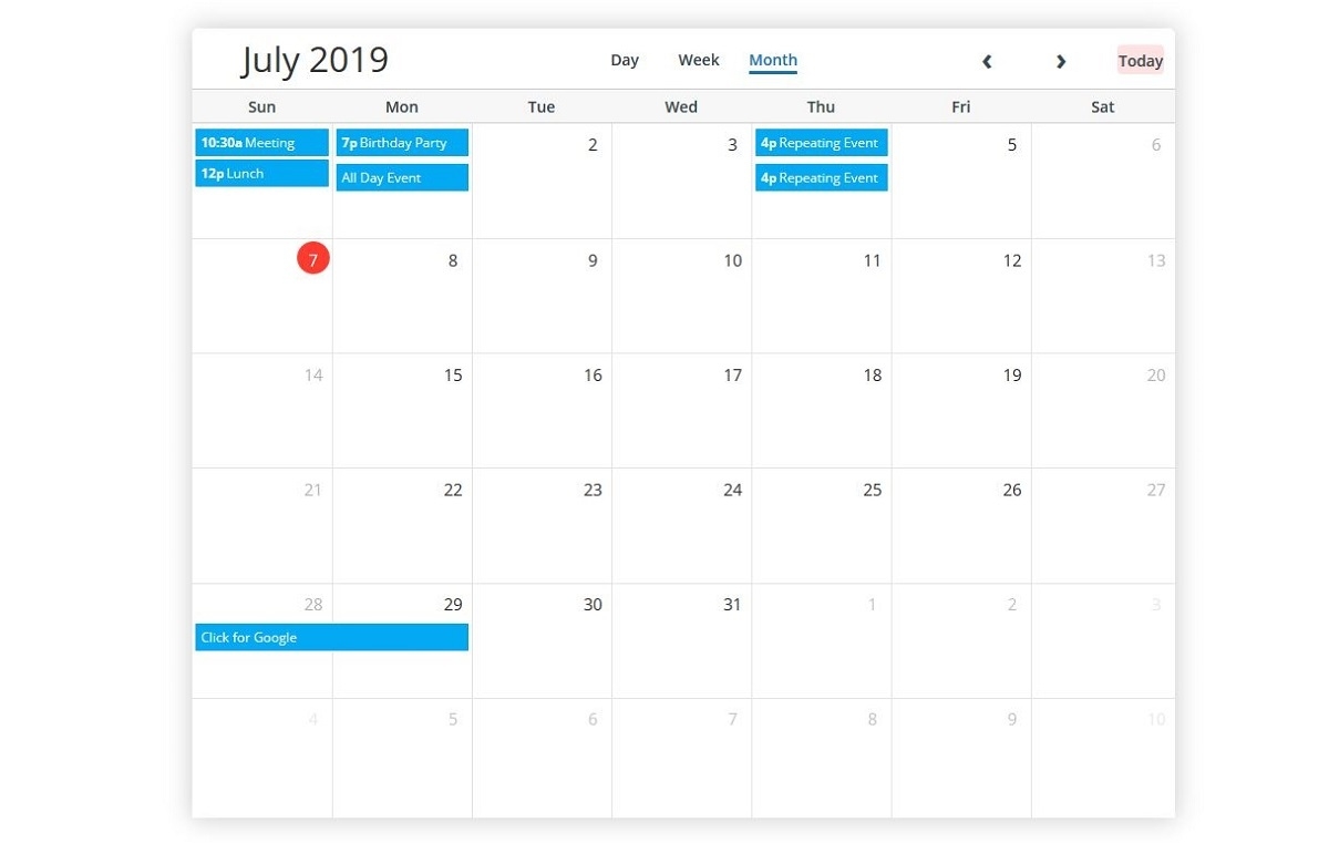 5 Best Free Bootstrap Calendars 2019 - Colorlib Free Calendar Event Template