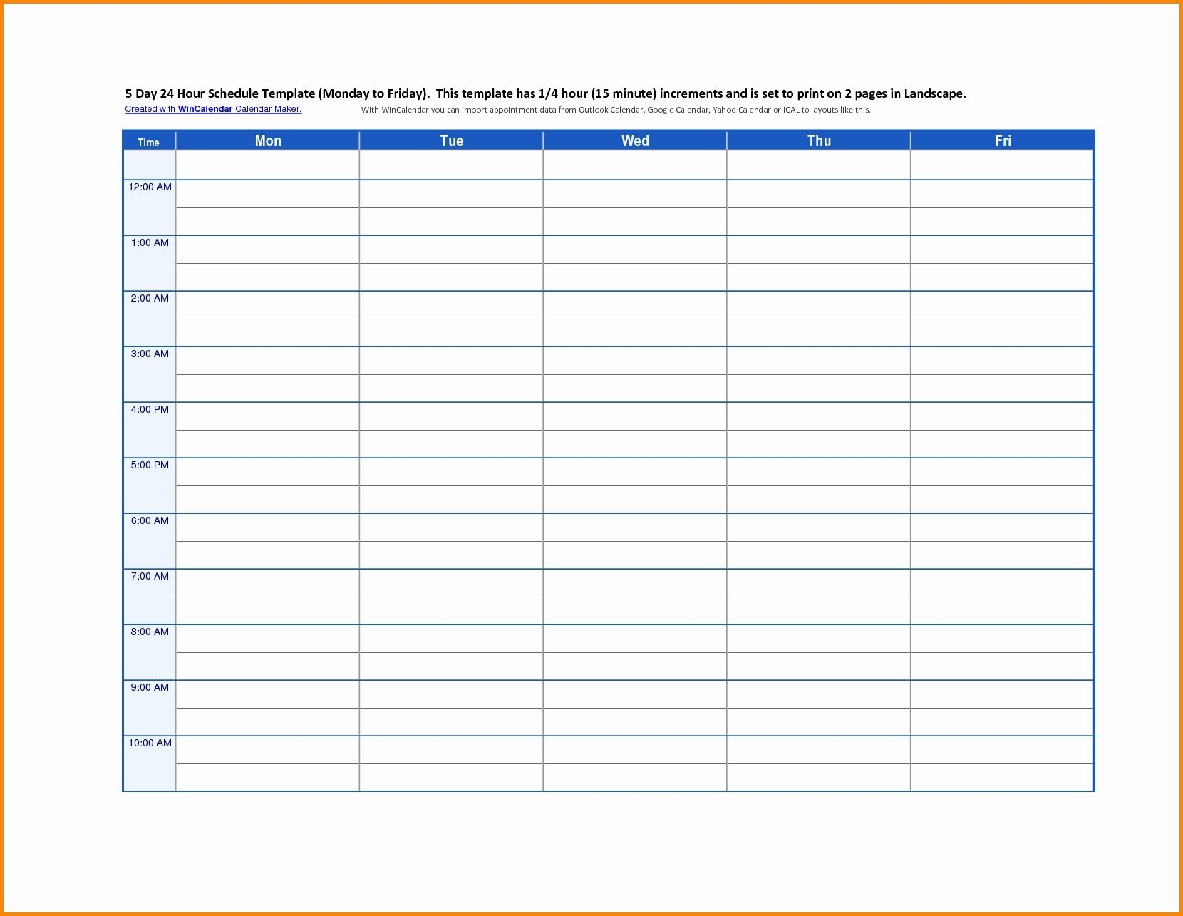 5 Day Schedule Template Unique 5 Day Schedule Template 5 Day Calendar Template Excel