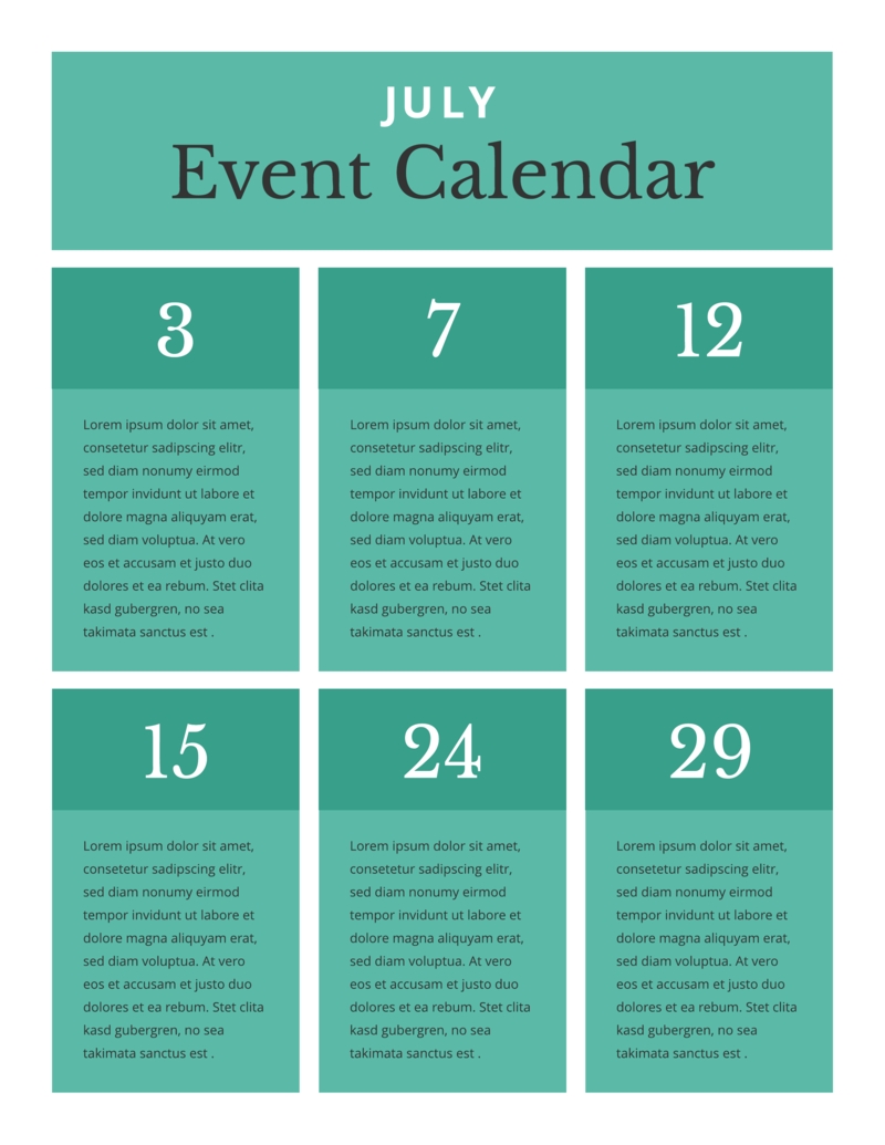 800+ Free Printable Calendar Templates And Examples | Lucidpress Free Calendar Event Template