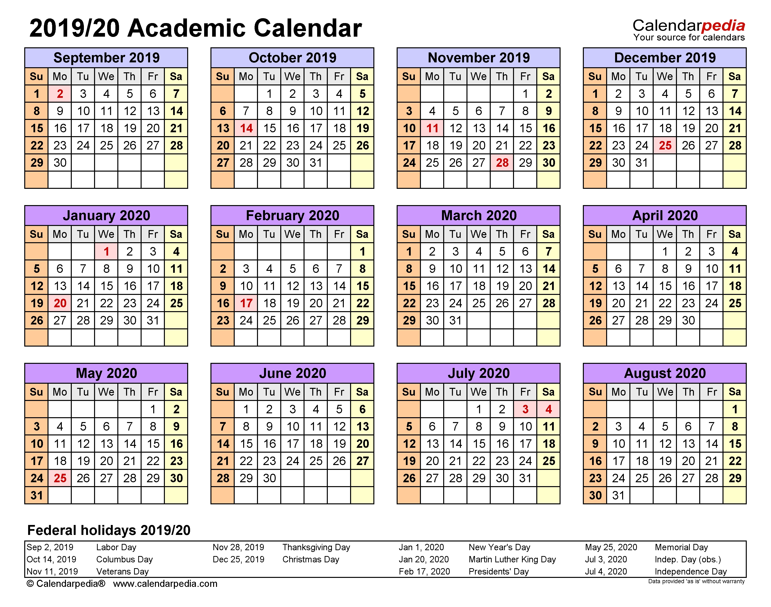 Academic Calendars 2019/2020 - Free Printable Word Templates Term 3 Calendar Template