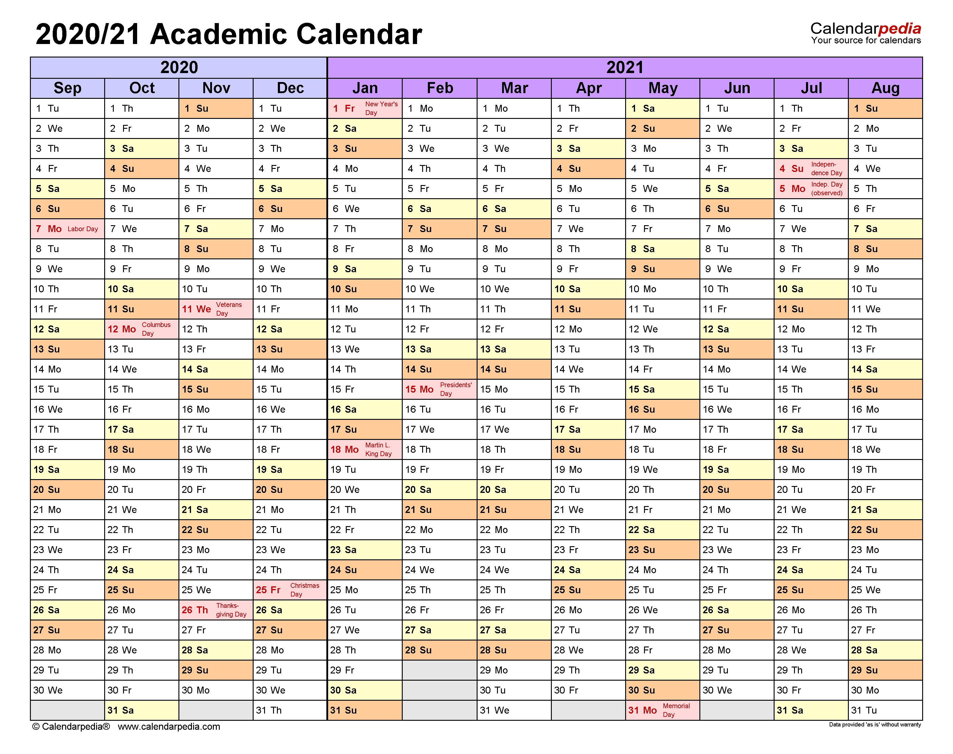 Academic Calendars 2020/2021 - Free Printable Excel Templates Year Calendar Template Academic