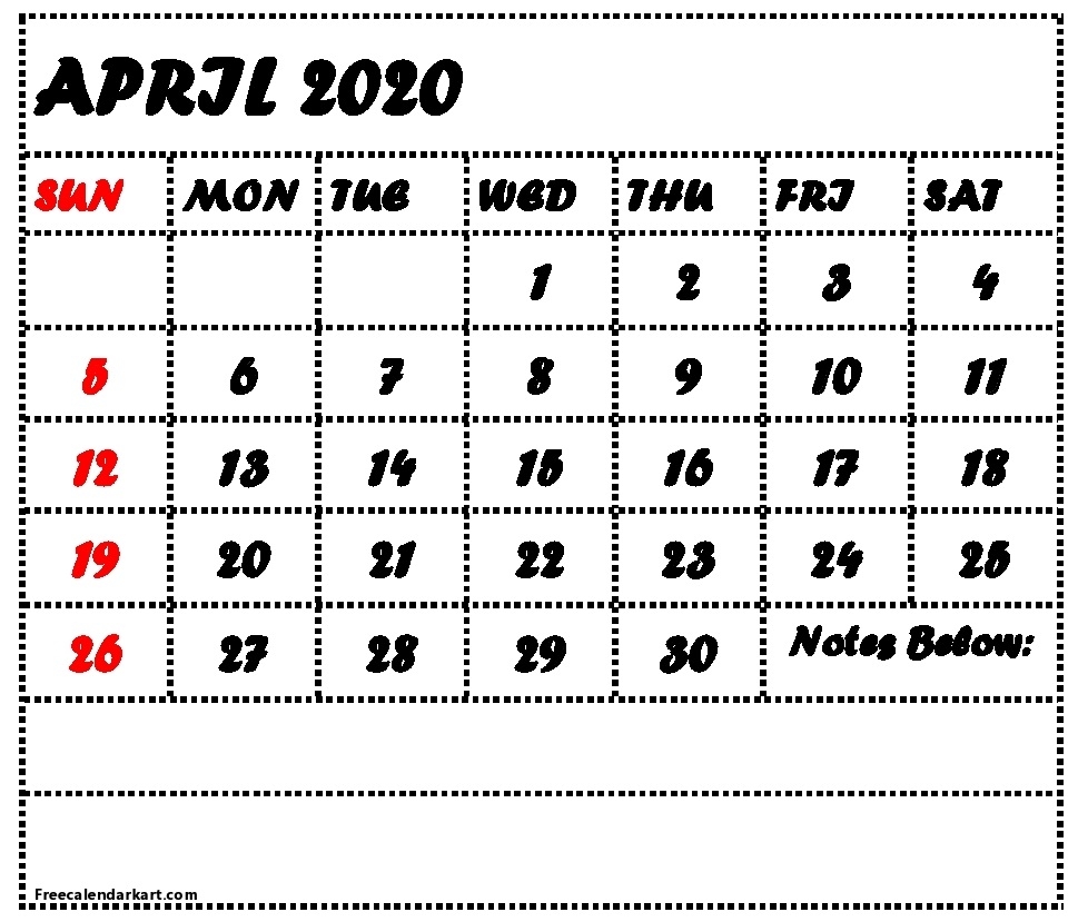 April 2020 Blank Calendar With Custom Dates.html Calendar Template Custom Dates