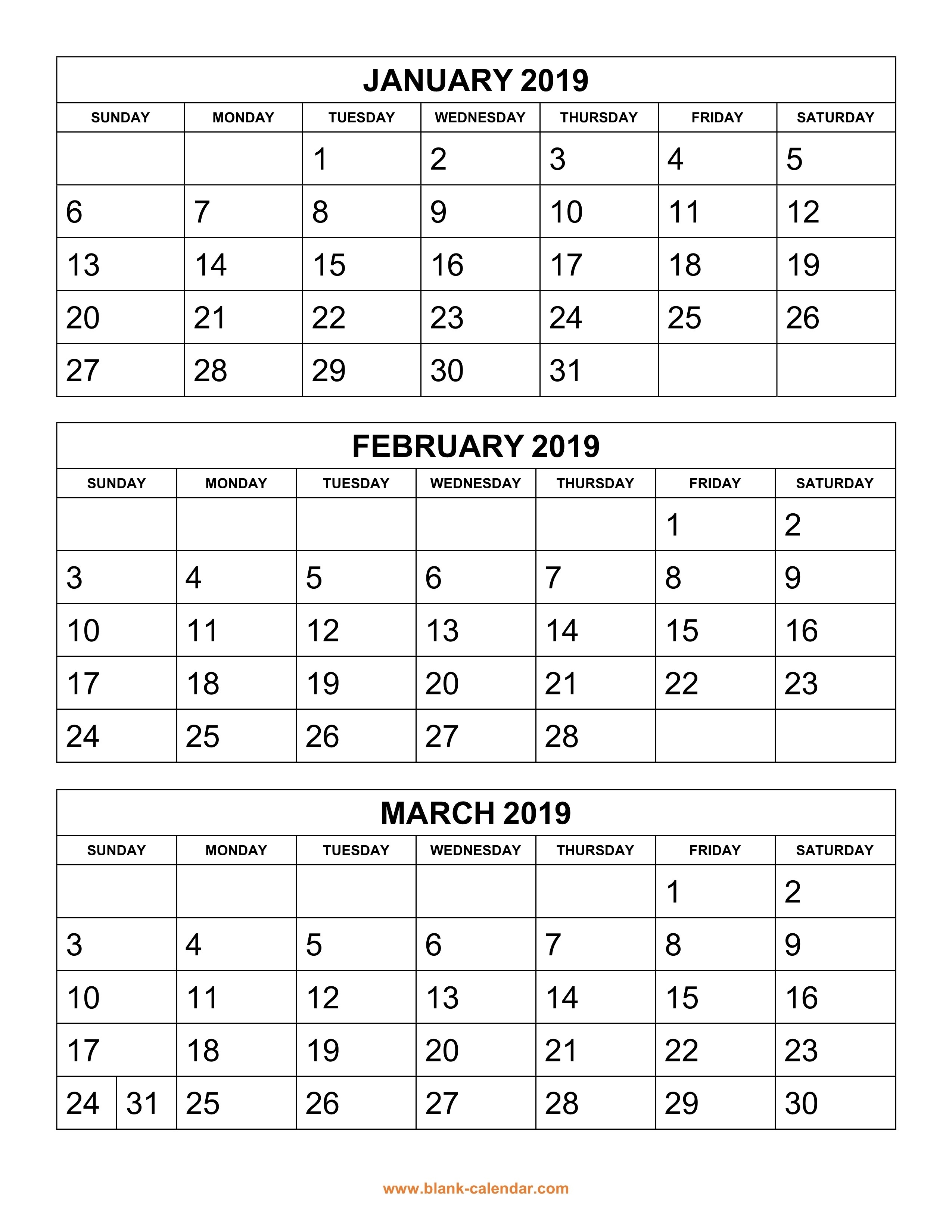 Best Of 3 Month Printable Calendar 2019 | Free Printable Free Printable Calendars 3 Months 2021