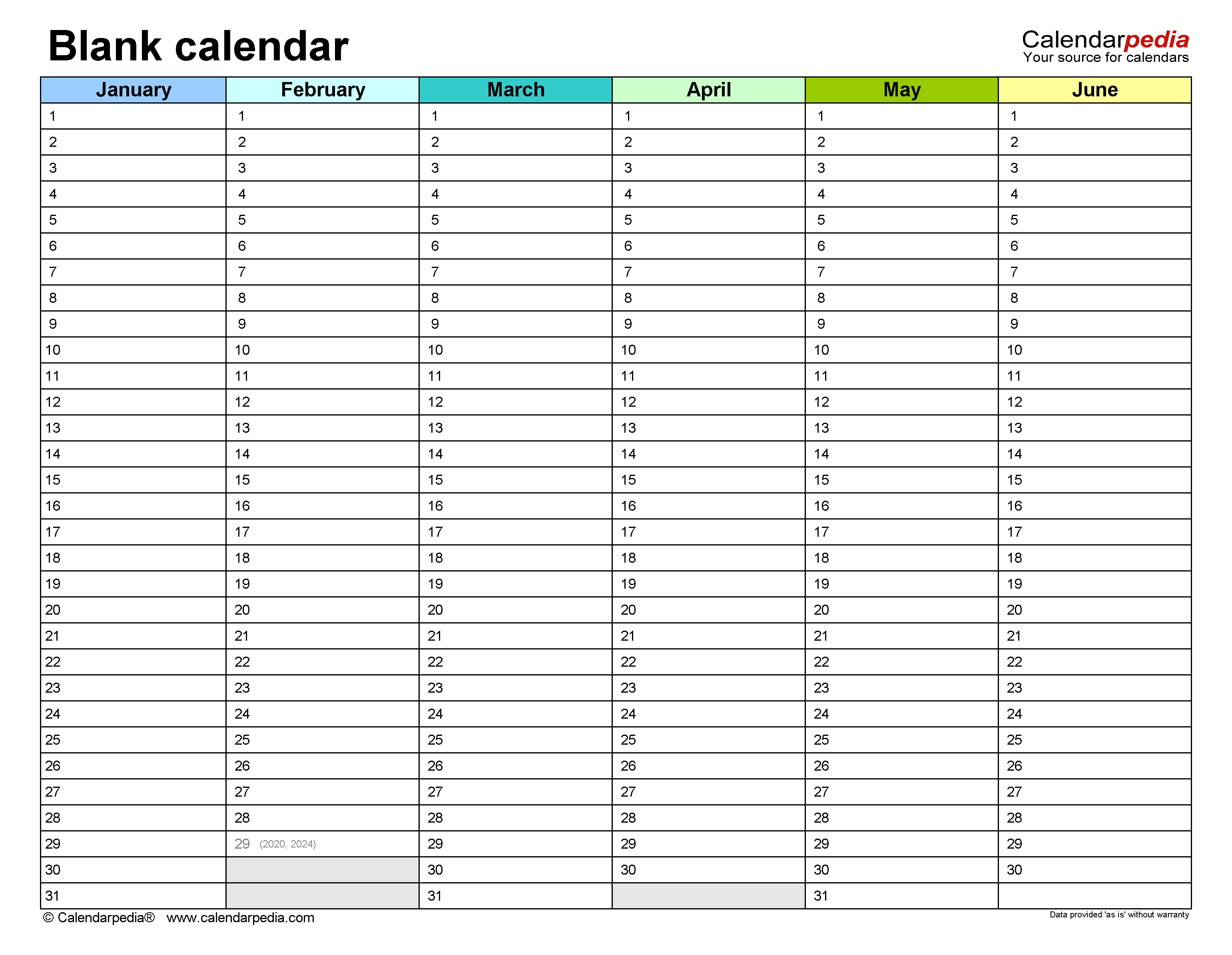 Blank Calendars - Free Printable Microsoft Word Templates Calendar Template Printable Free