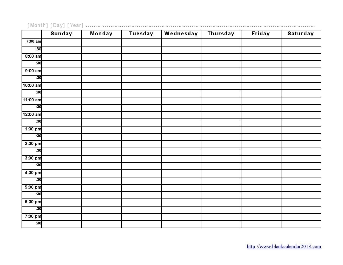 Blank Weekly Schedule Shefftunestk Weekly Calendar With Time Weekly Calendar Template 8X10