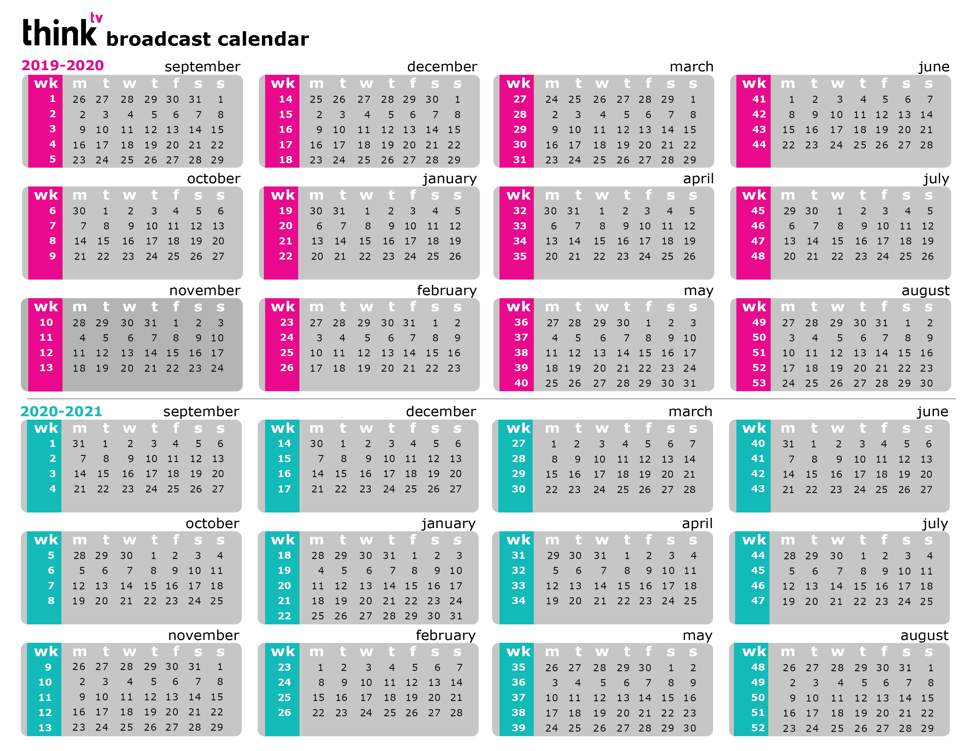 Broadcast Calendar - Thinktv Broadcast Calendar 2021