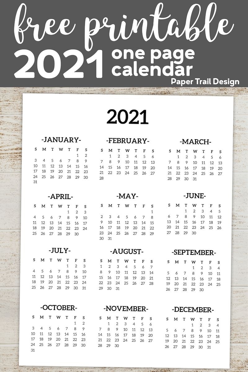 Calendar 2021 Printable One Page | Paper Trail Design In Free 3 Month Calendar One Page 2021