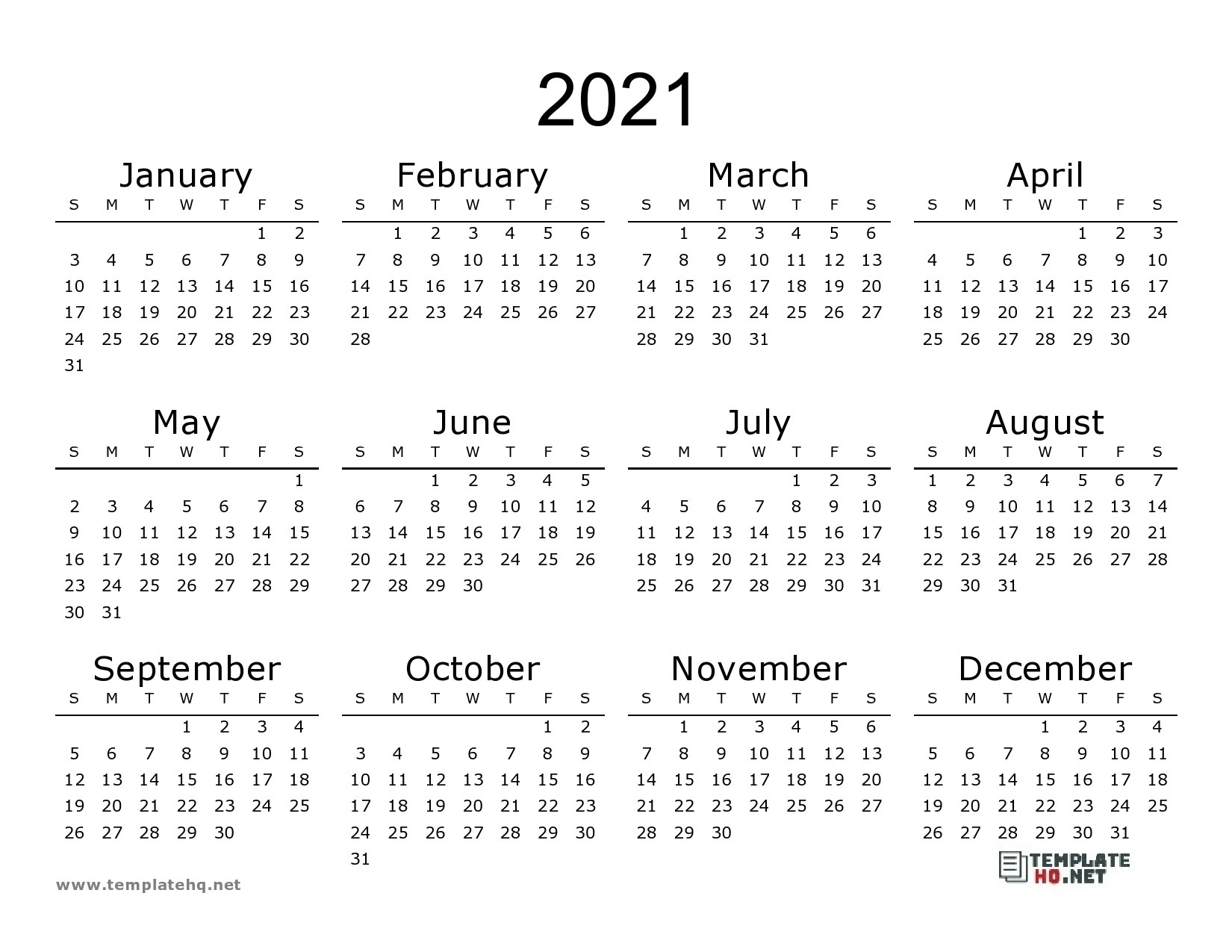 Calendar 2021 To Print Free Simple For All Users | Free Print 2021 Broadcast Calendar