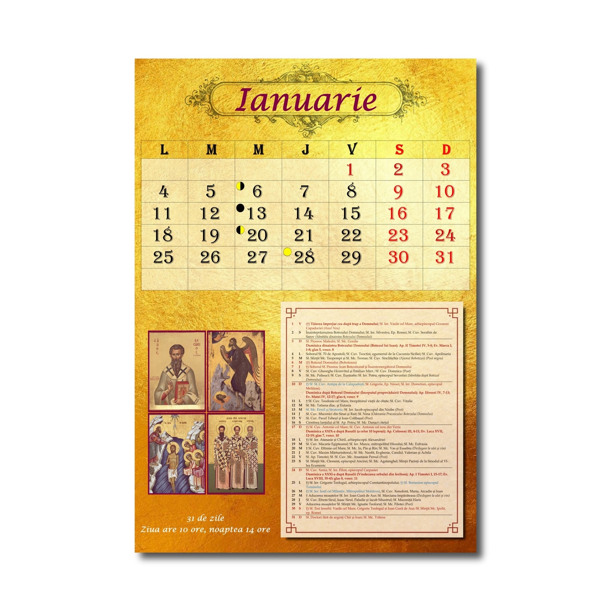 Calendar Ortodox Perete 2021, Format A3, Calendar Bisericesc Calendar Ortodox 2021