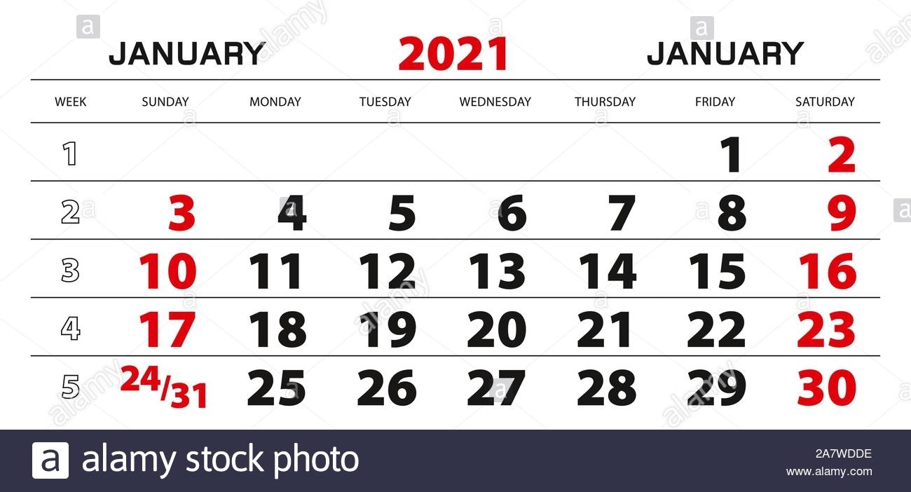 Calendario Semanas 2021 • Printable Blank Calendar Template 