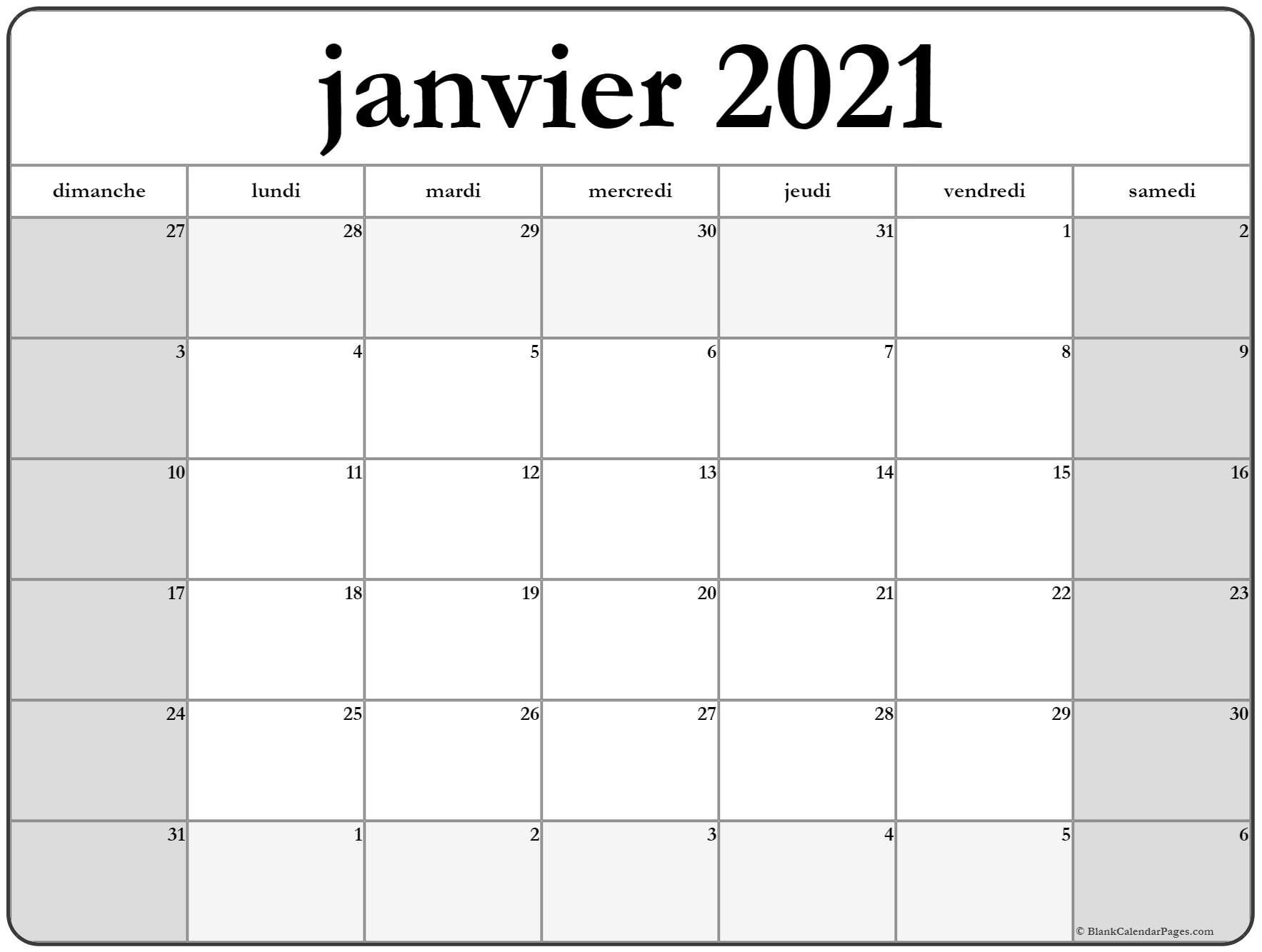 Calendrier Janvier 2021 A Imprimer In 2020 | Printable Calendrier À Imprimer 2021