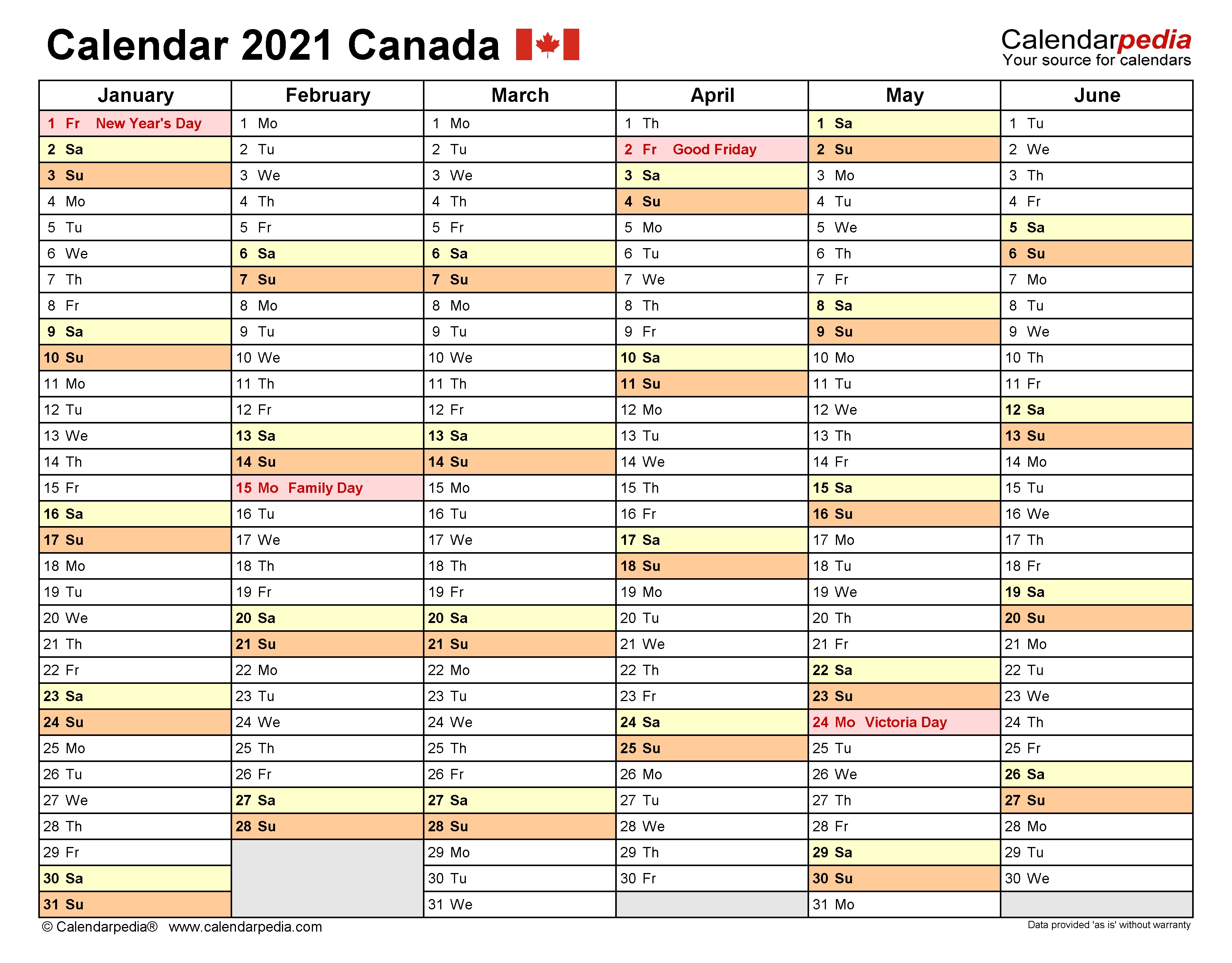 Canada Calendar 2021 - Free Printable Excel Templates 2021 Excel Printable Calendars