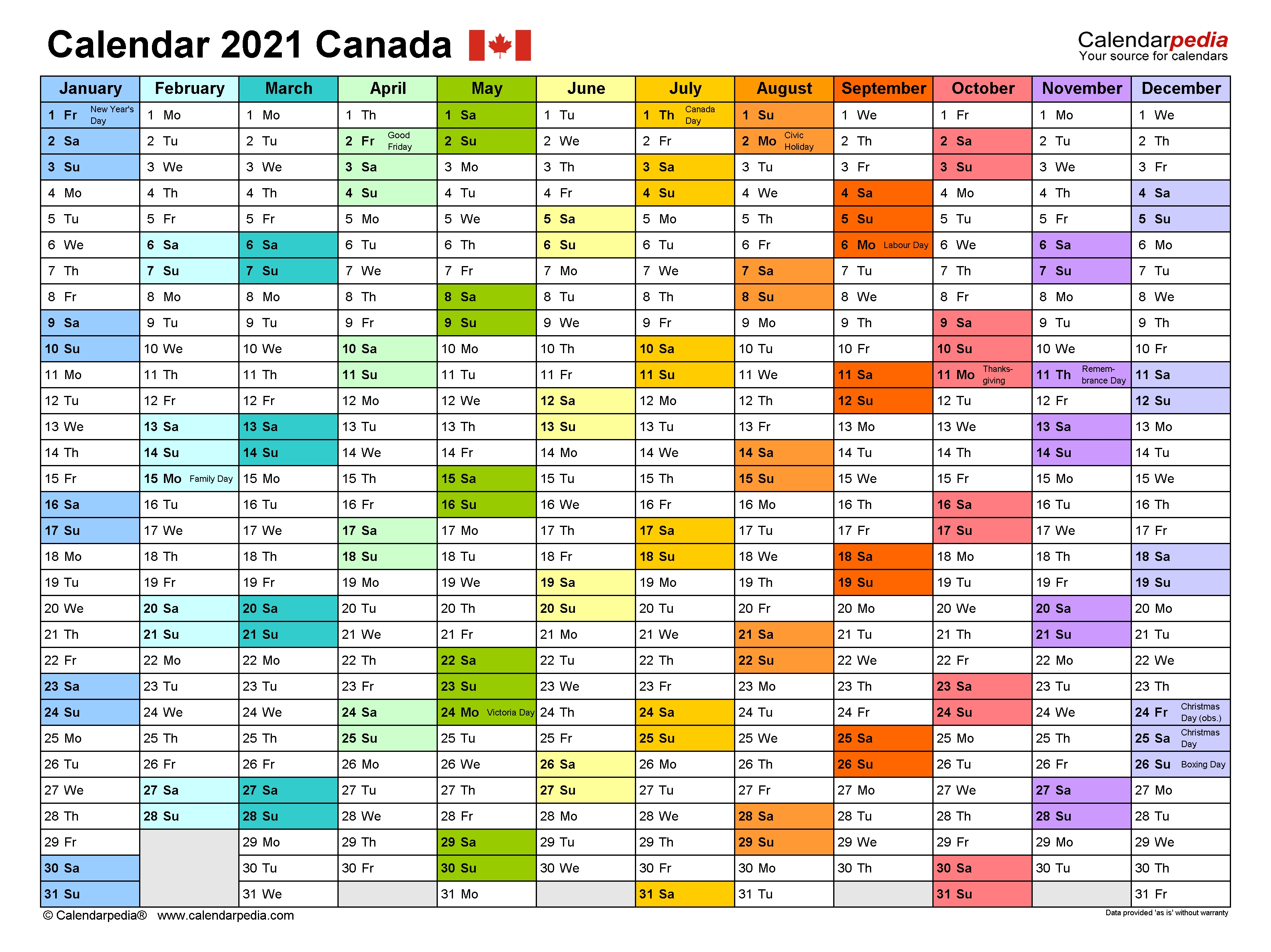 Canada Calendar 2021 - Free Printable Excel Templates Absence Calendar Excel Template 2021