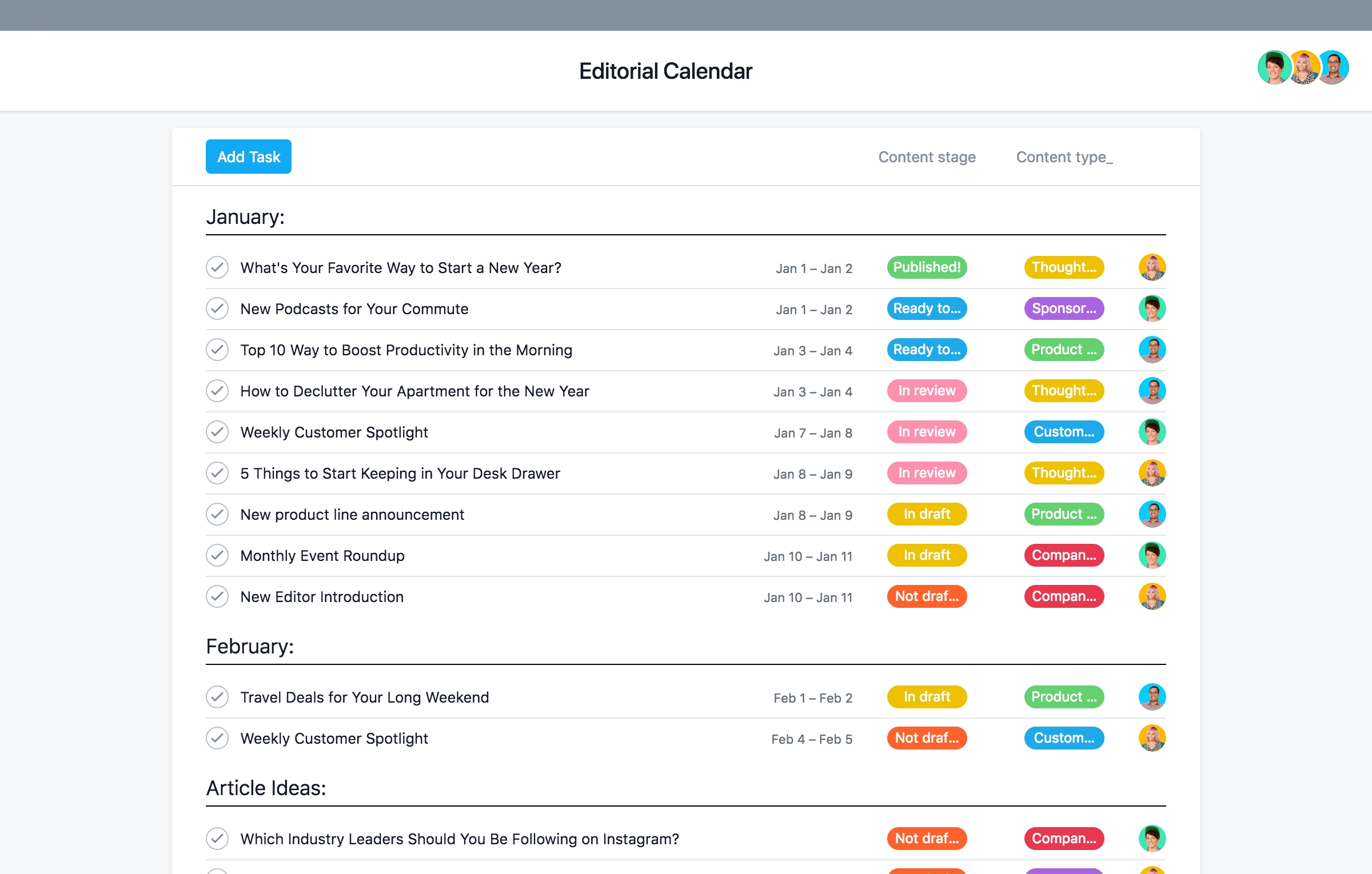 Content Calendar Template - Editorial Calendar Templates • Asana Calendar Template With Pictures