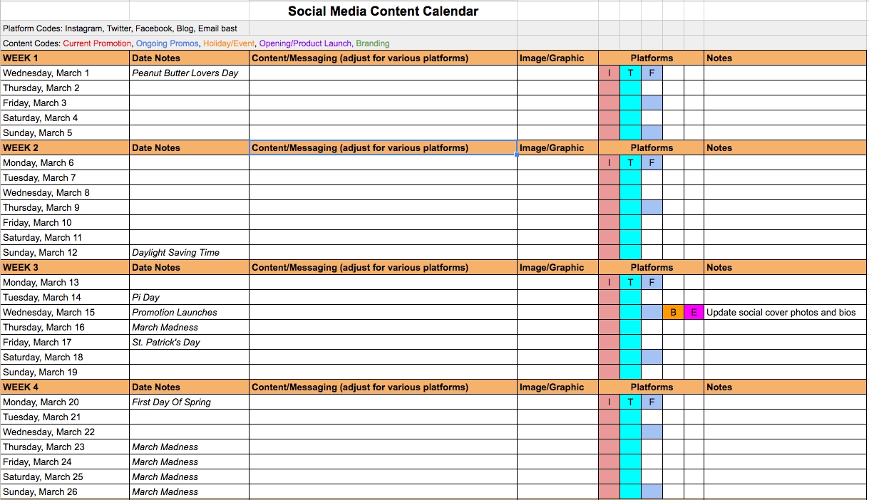 Creating A Better Social Media Content Calendar | Six Calendar Template Social Media