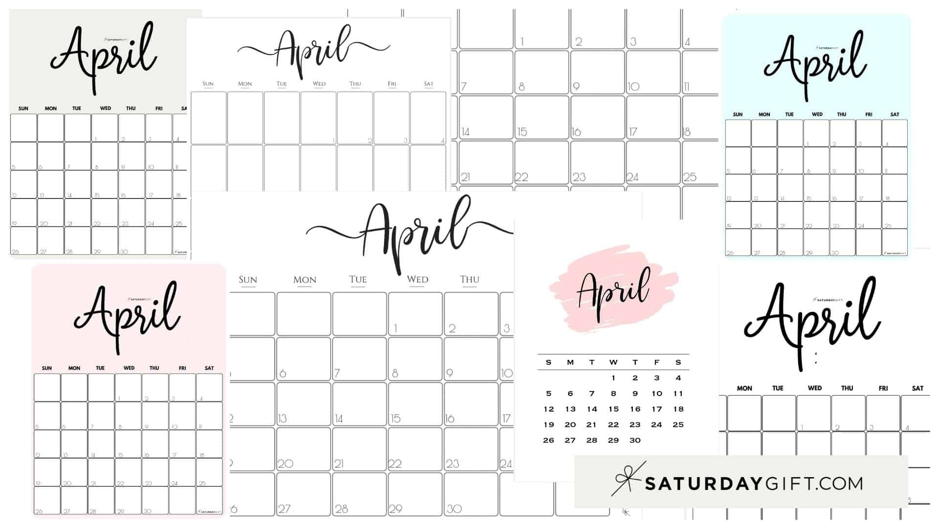 Cute (&amp; Free!) Printable April 2021 Calendar | Saturdaygift Blank Monthly Calendar 2021