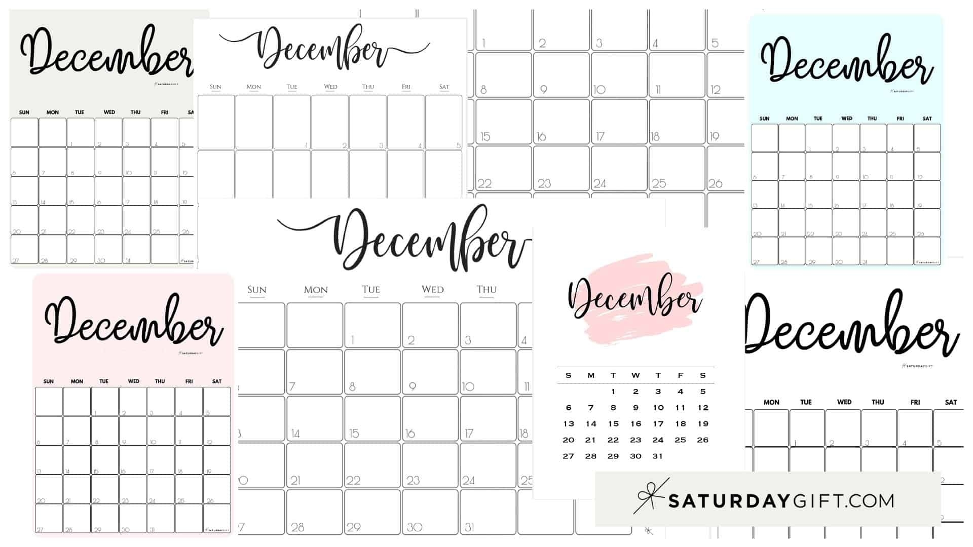 Cute (&amp; Free!) Printable December 2020 Calendar | Saturdaygift S Note Calendar Template