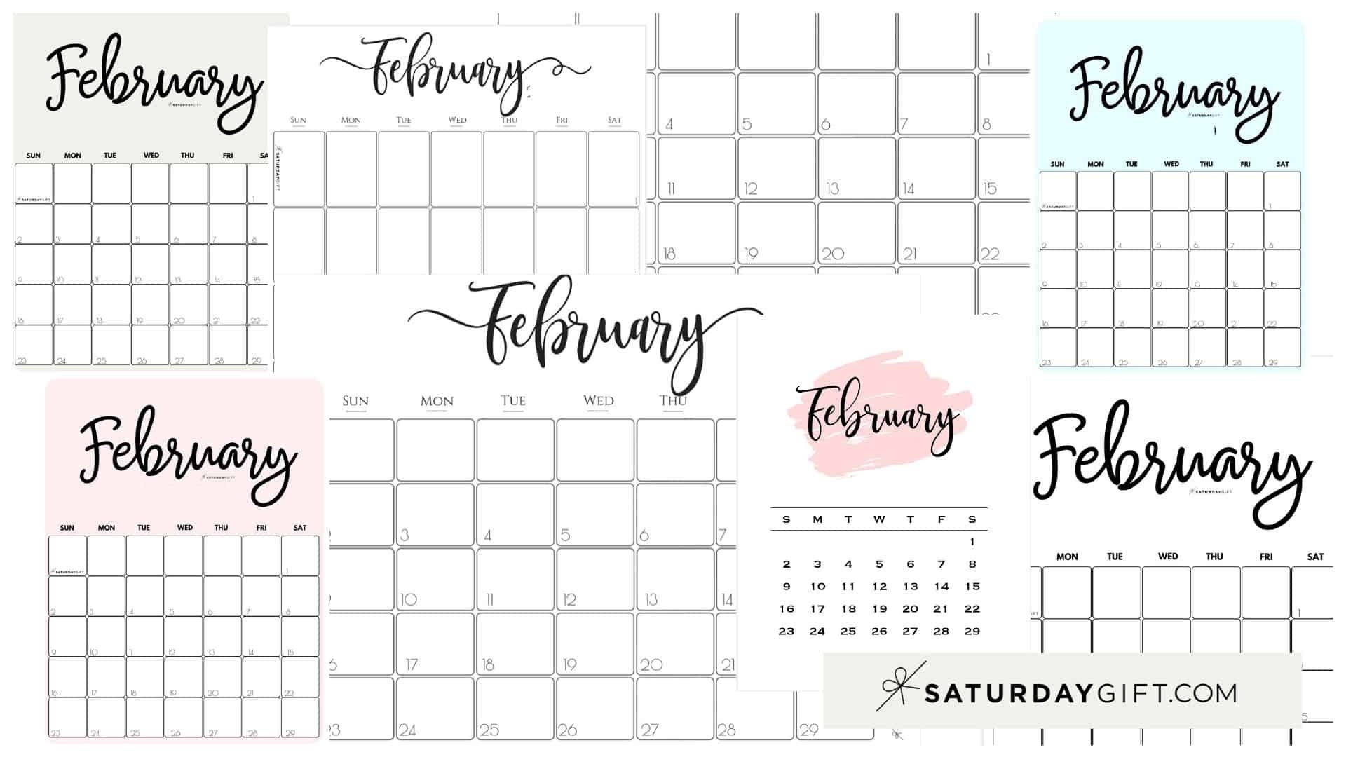 Cute (&amp; Free!) Printable February 2021 Calendar | Saturdaygift Free 3 Month Calendar One Page 2021