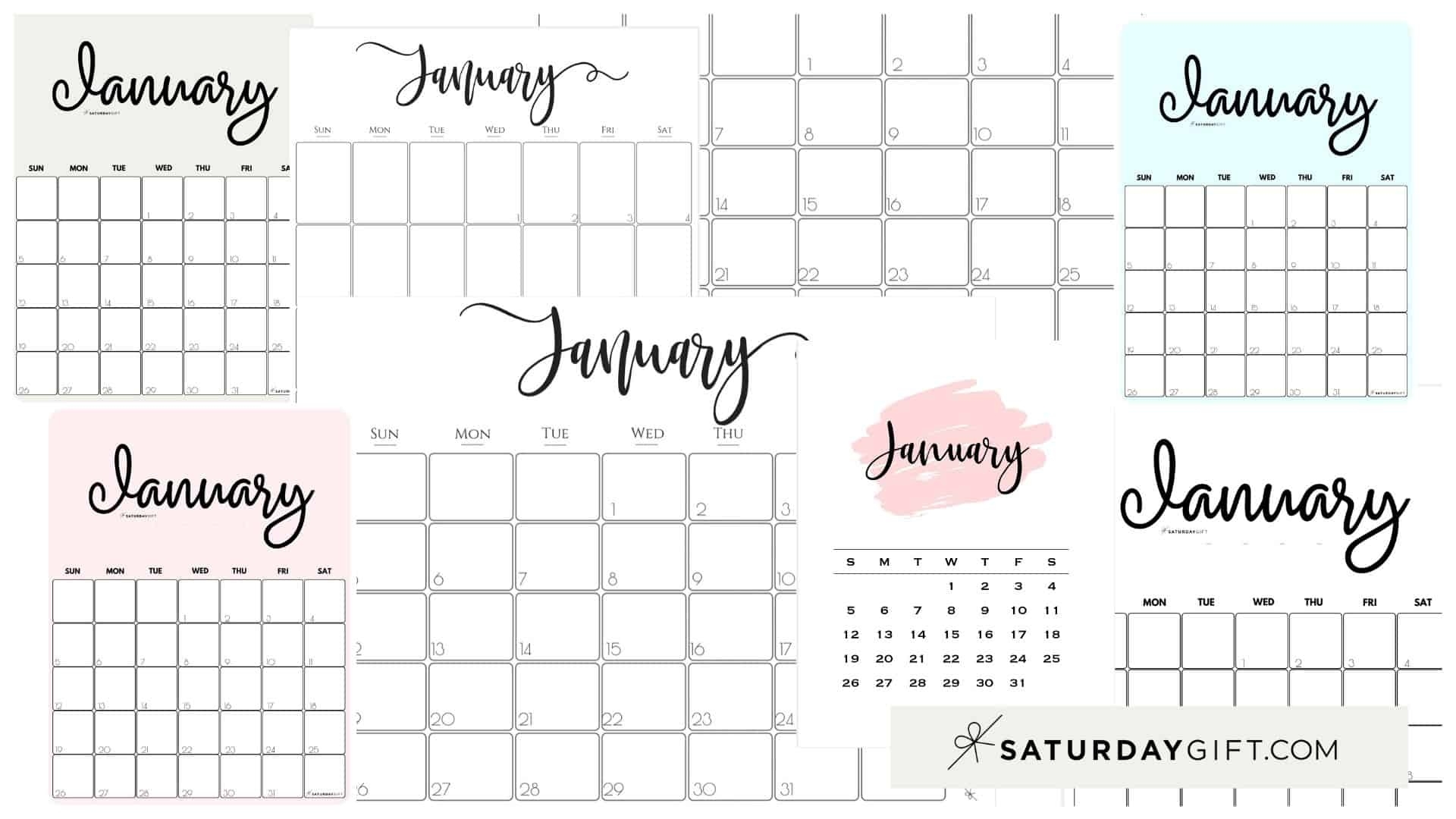 Cute (&amp; Free!) Printable January 2021 Calendar | Saturdaygift 2021 Calendar Cute