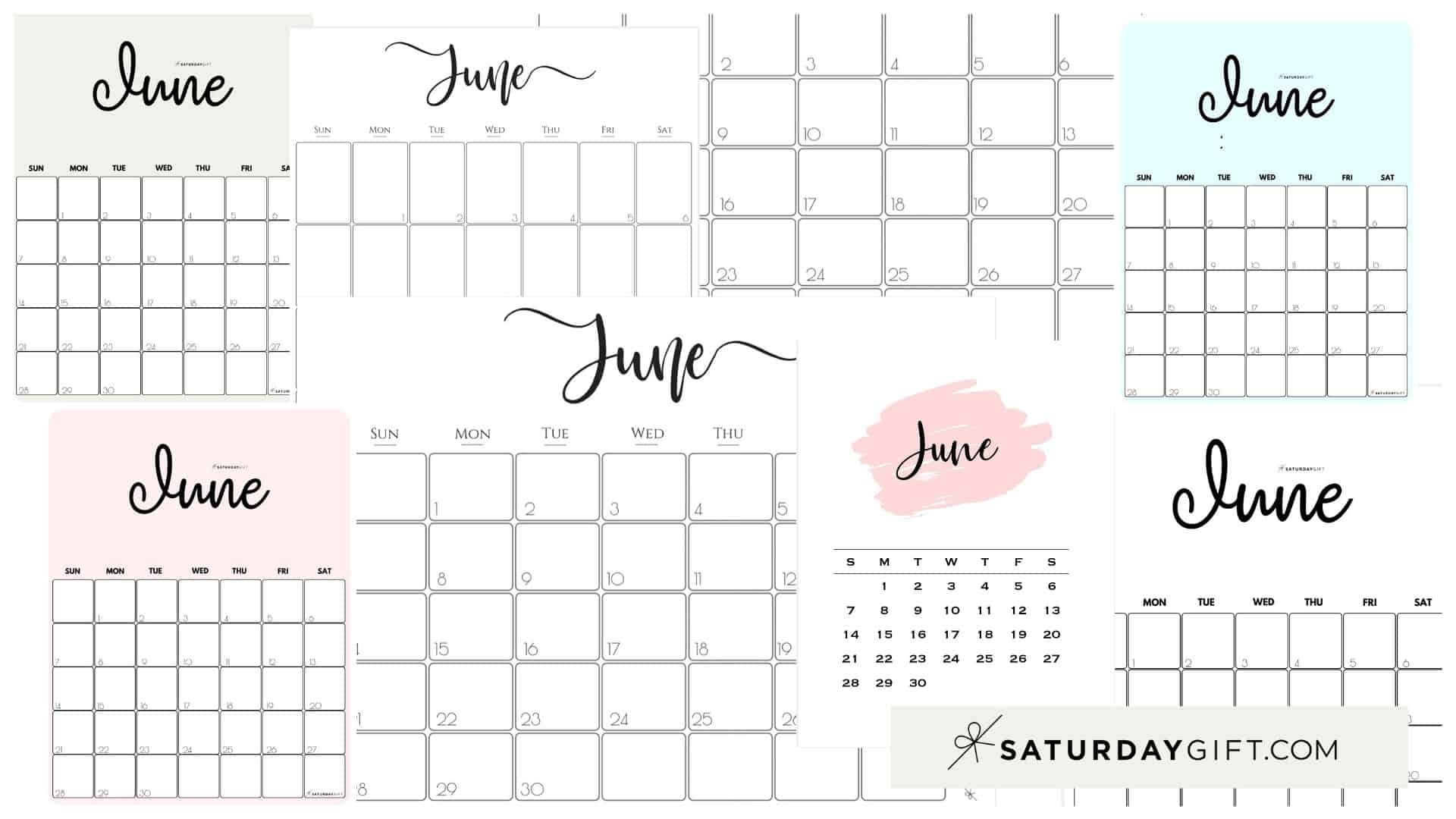 Cute (&amp; Free!) Printable June 2021 Calendar | Saturdaygift 6 X 6 Calendar Template