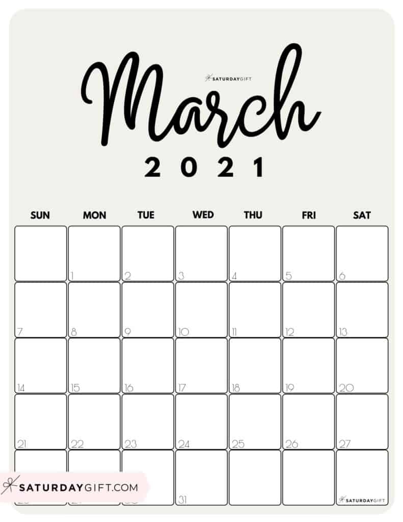 Cute (&amp; Free!) Printable March 2021 Calendar | Saturdaygift 2021 Lined Monthly Calendar Printable