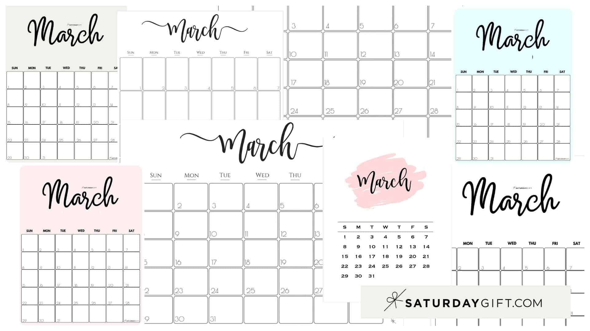 Cute (&amp; Free!) Printable March 2021 Calendar | Saturdaygift Monthly Calendars Free Ruled 2021