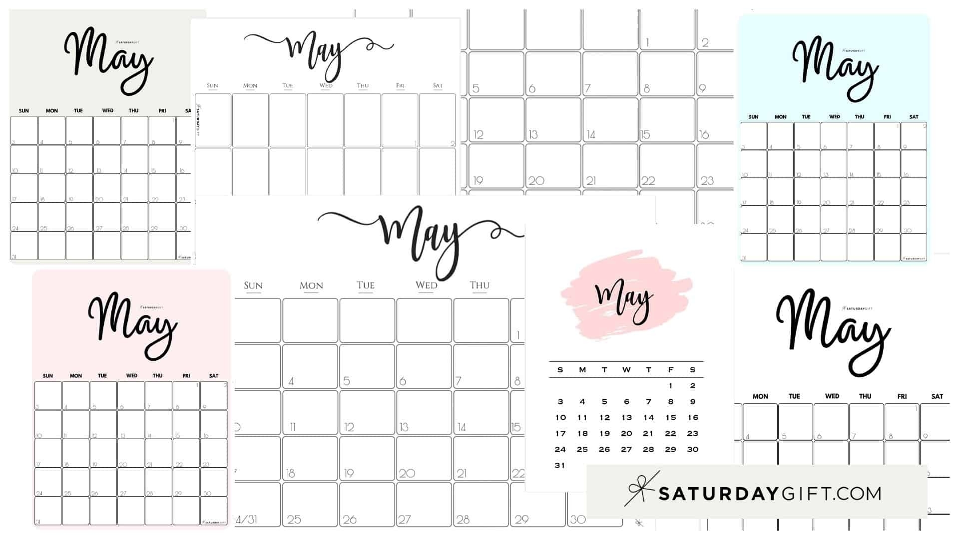 Cute (&amp; Free!) Printable May 2021 Calendar | Saturdaygift Calendar Template Design Free