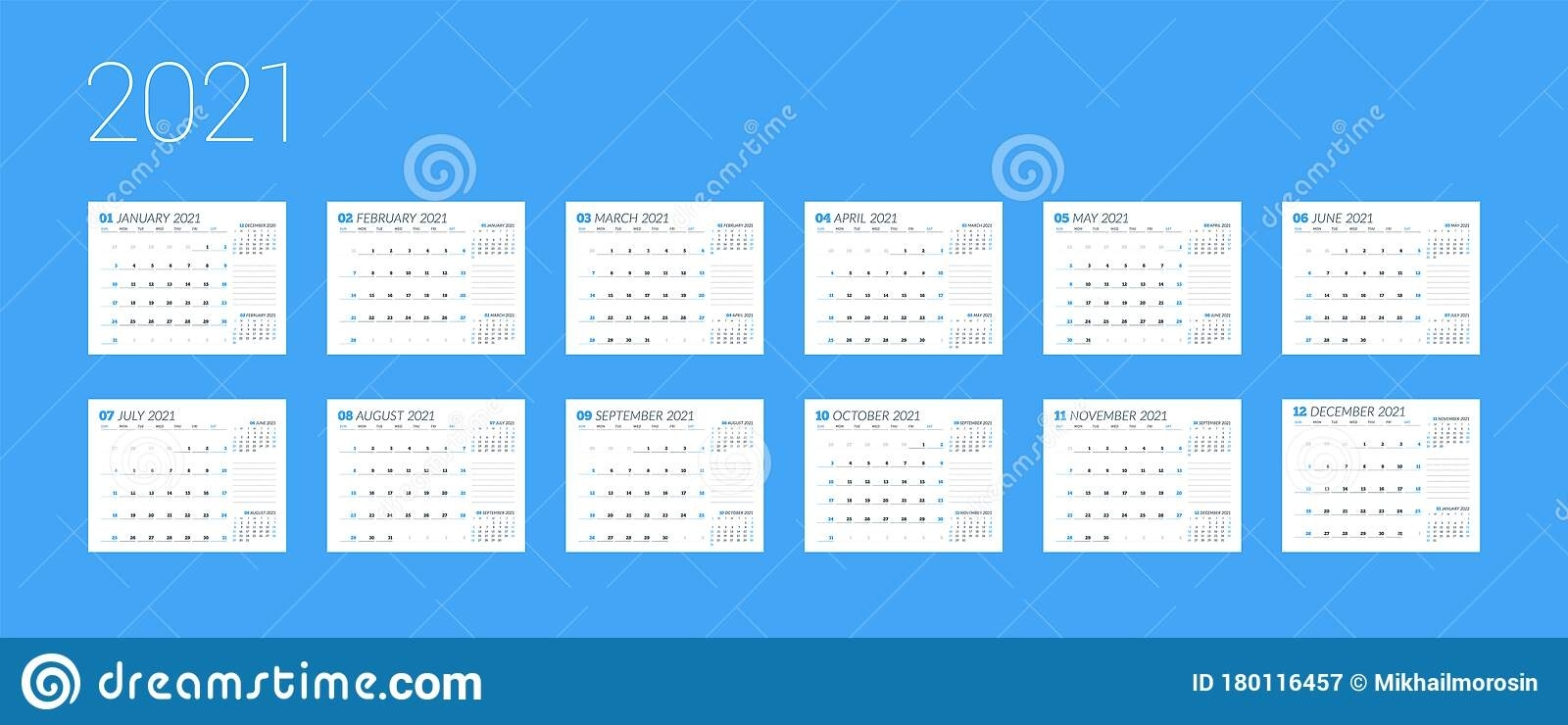 Шаблон Календаря На 2021 Год Планировщик Бизнеса Дизайн Календарь Планировщик Август 2021