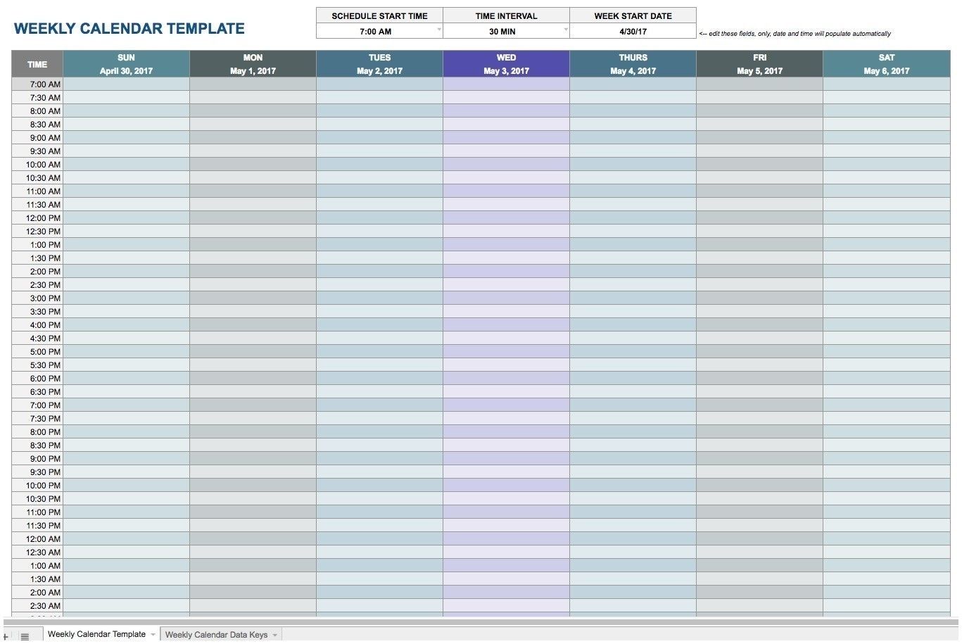 Daily Calendar Template Excel Appointment Schedule Template Weekly Calendar Template 30 Minute Increments