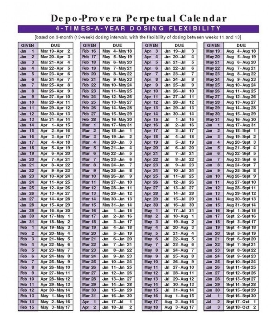 Depo Provera Calendar 2020 | Calendar For Planning Depo Chart 2021