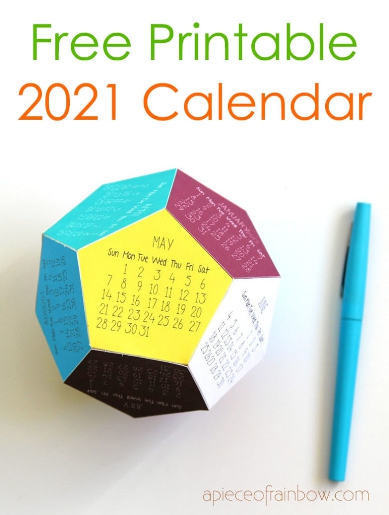 Diy 3D 2021 Calendar! (Free Printable Template) - A Piece Of Desktop Calendars 2021 Free Printable