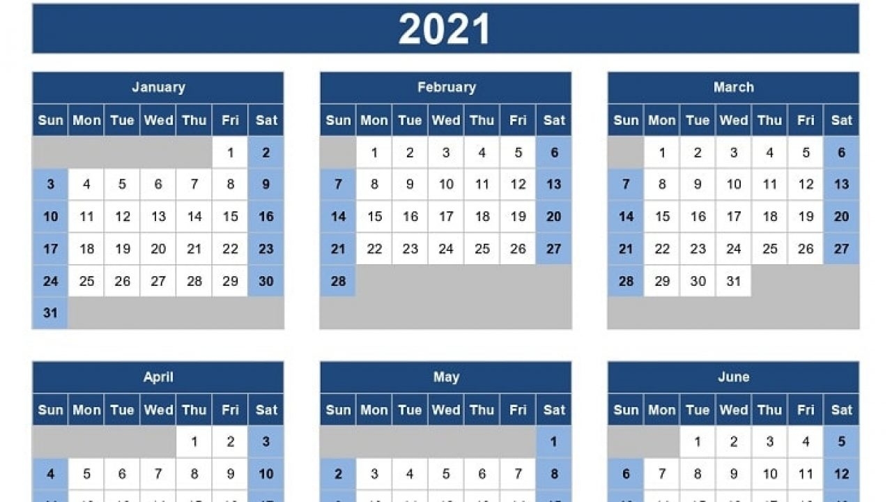 Download 2021 Yearly Calendar (Sun Start) Excel Template 2021 Calendar Excel Start Monday