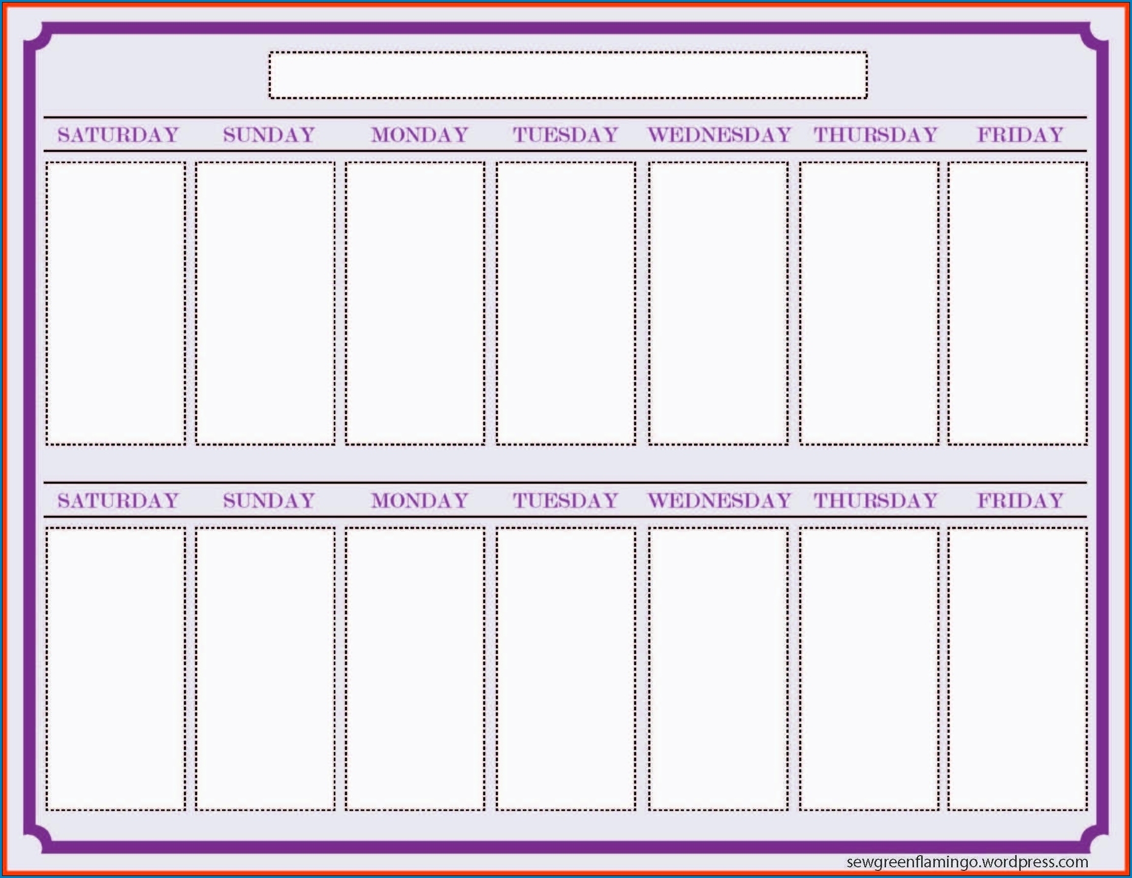 √ Free Printable 2 Week Calendar Template | Templateral 2 Day Calendar Template