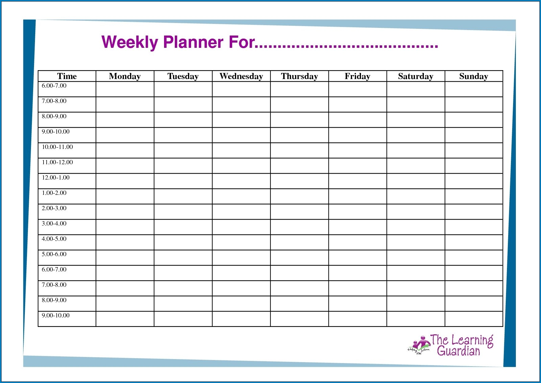 √ Free Printable 7 Day Schedule Template | Templateral 7 Day A Week Calendar Template