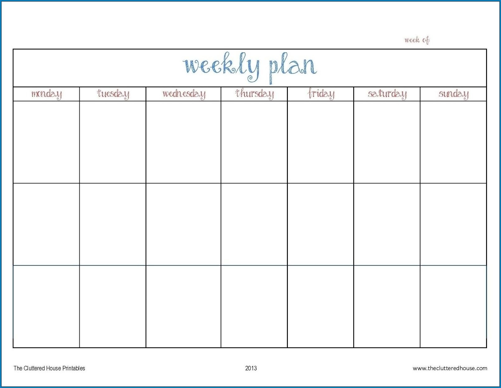√ Free Printable Weekly Planner Template | Templateral Calendar Template 5 Day Week