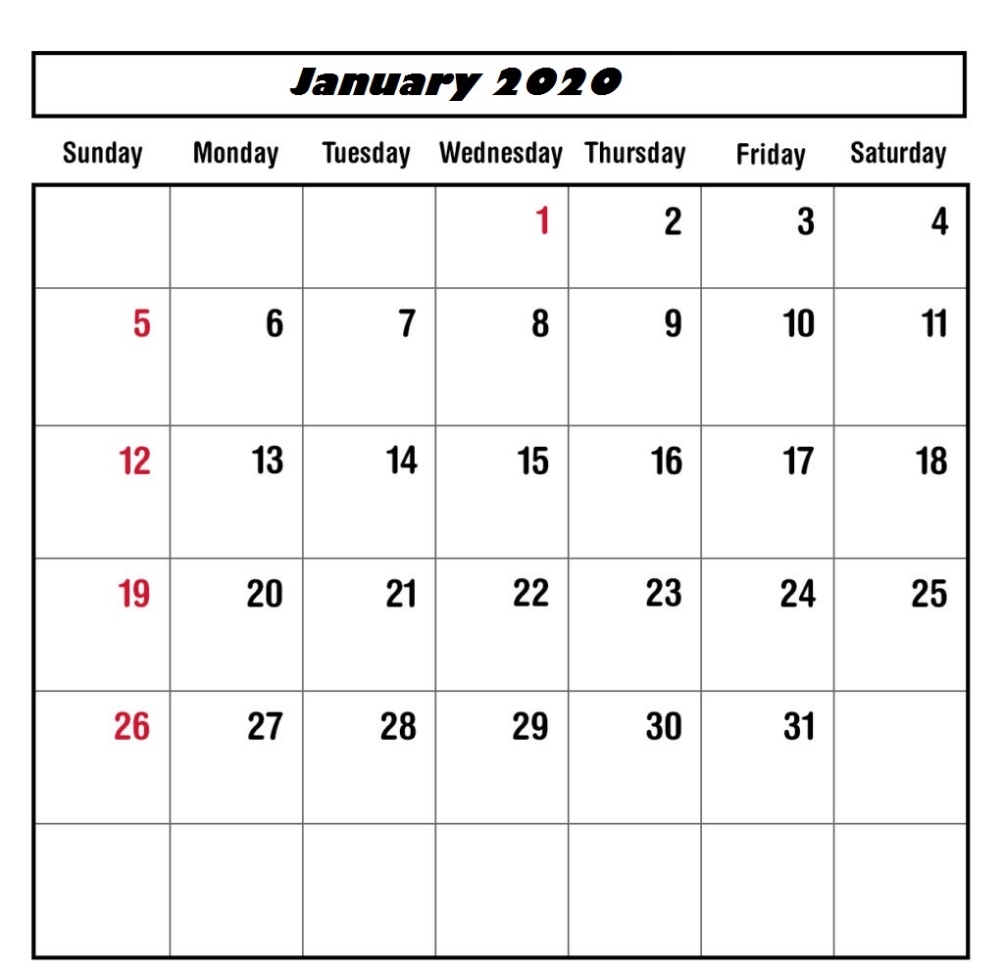 Editable January 2020 Calendar By Monthly | Calendar Calendar Template That Can Be Edited