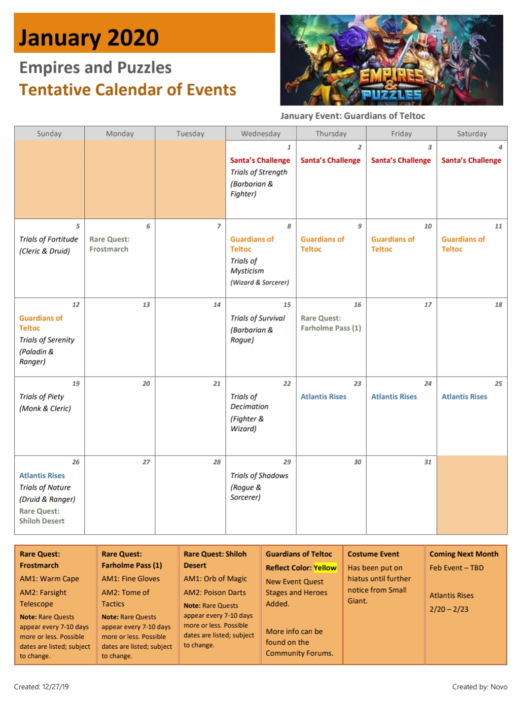 Empires And Puzzles Events Calendar | Calendar For Planning Empires And Puzzles December 2021 Calendar