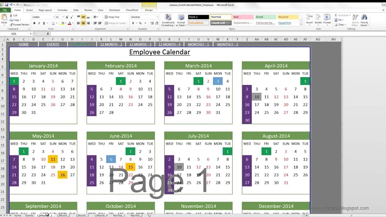 Event Calendar Maker (Excel Template) Calendar Template Using Excel