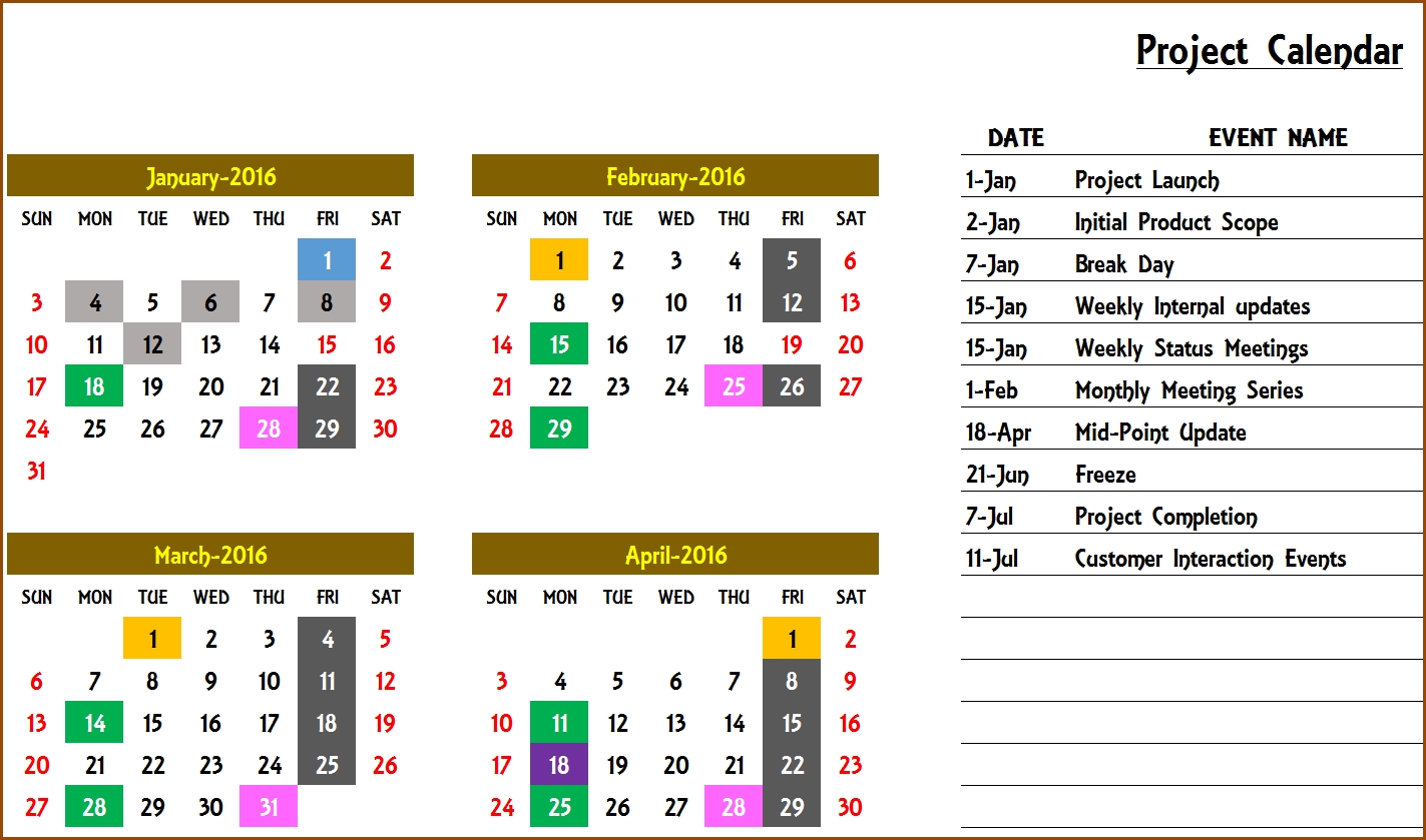 Event Calendar Maker Excel Template V3 - Support Free Calendar Event Template