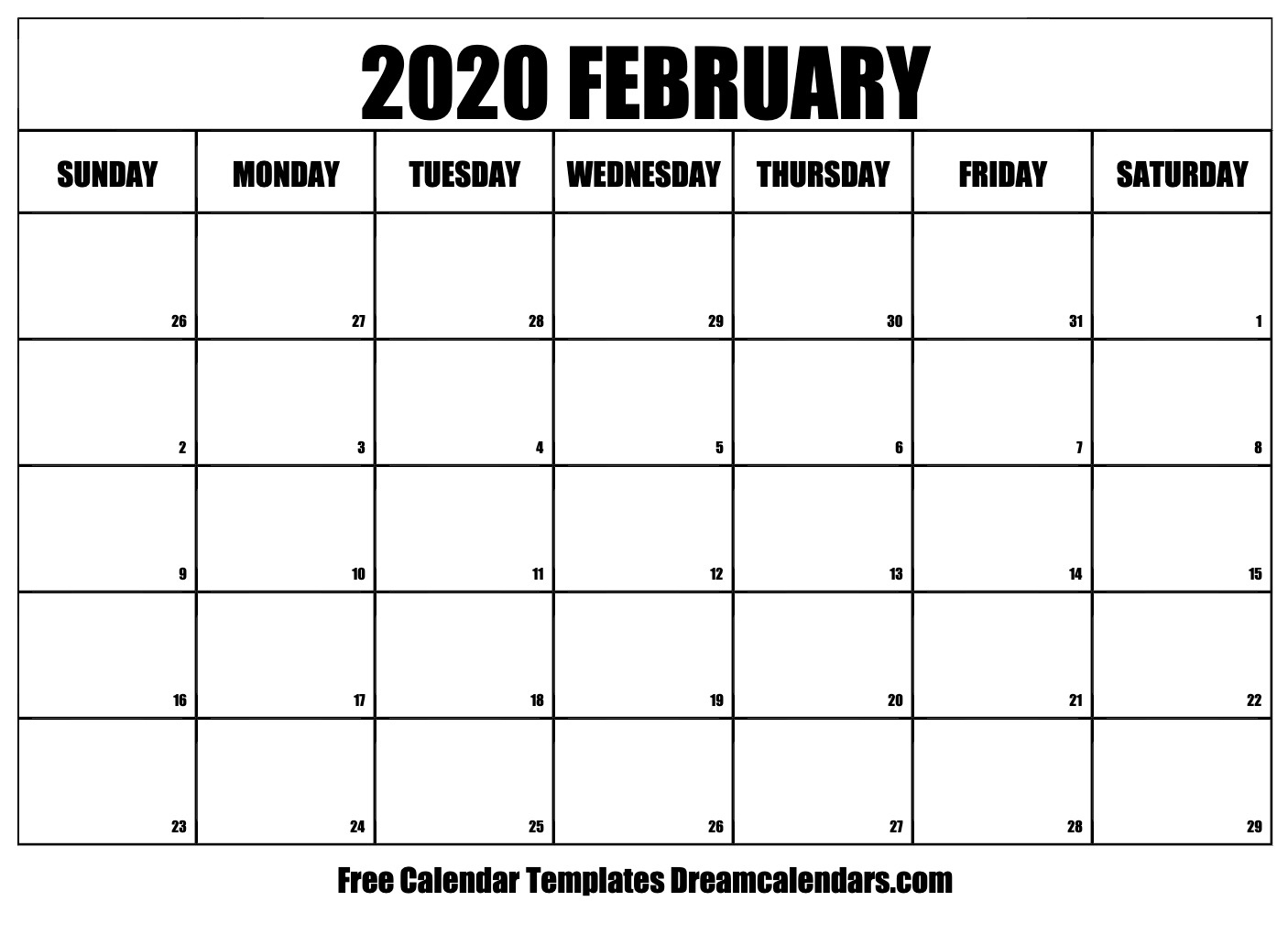 February 2020 Calendar | Free Blank Printable Templates 24 X 36 Calendar Template