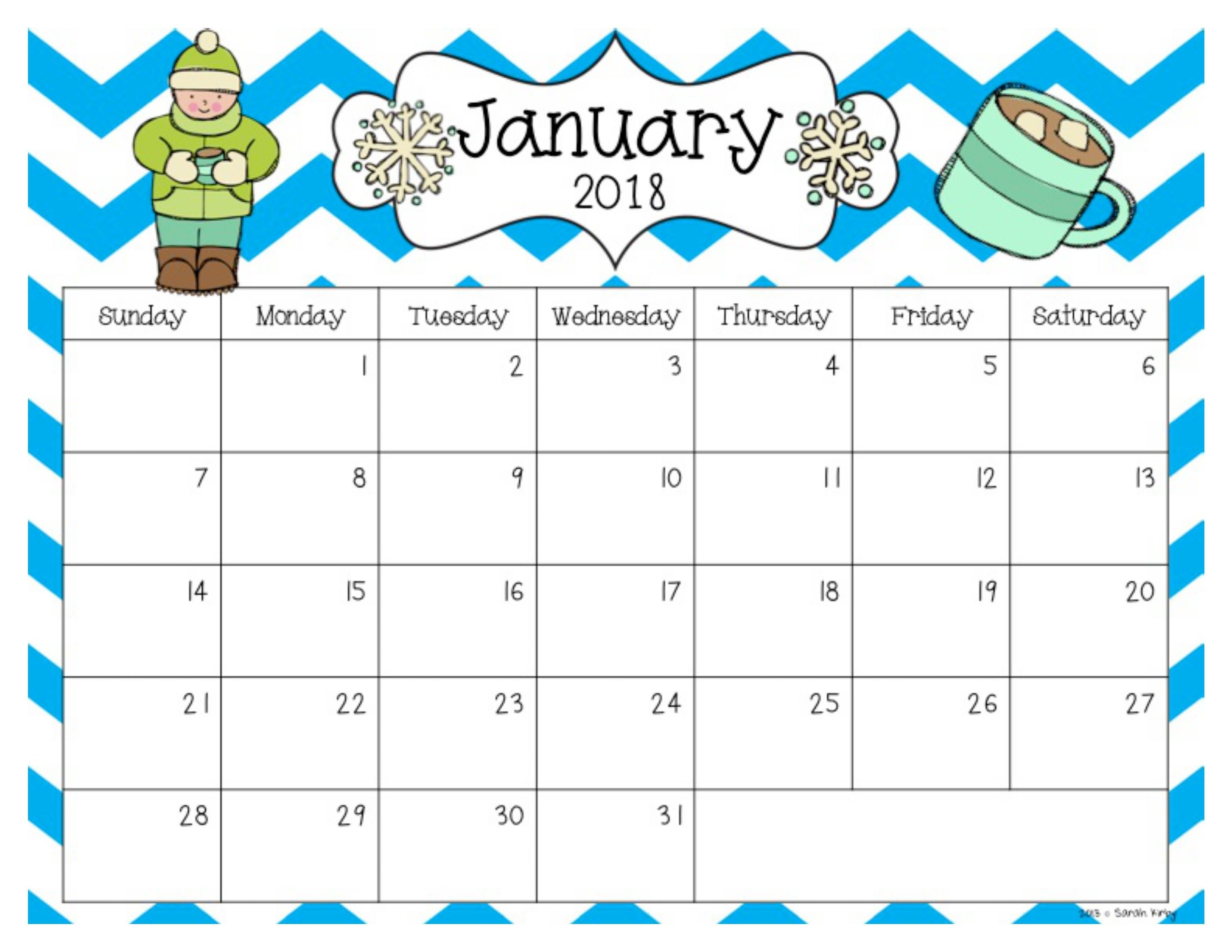 Free 2018 And 2019 Calendar | Editable Calendar, Teacher December Calendar Template Kindergarten