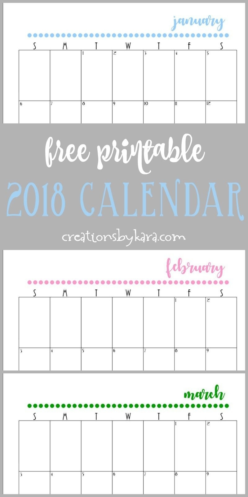 Free 2018 Calendar Printable - Fits Perfectly In A 3 Ring 3-Ring Binder Calendar Template