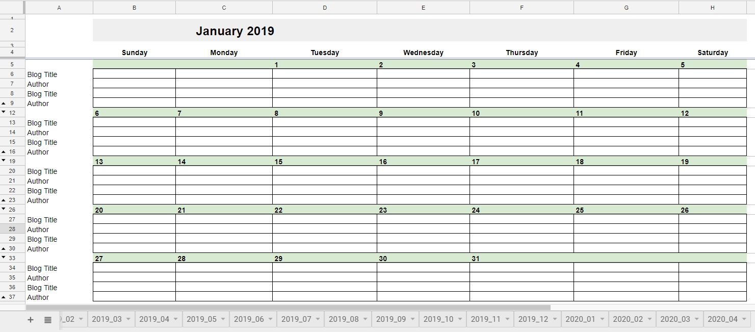 Free 2019 Editorial Calendar In Google Sheets | Young Adult Editorial Calendar Template Google Sheets